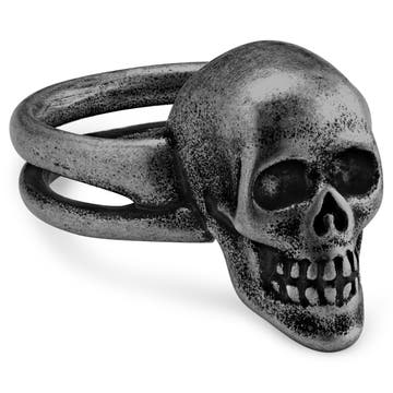 Aspero | Szürke rozsdamentes acélgyűrű, koponyával