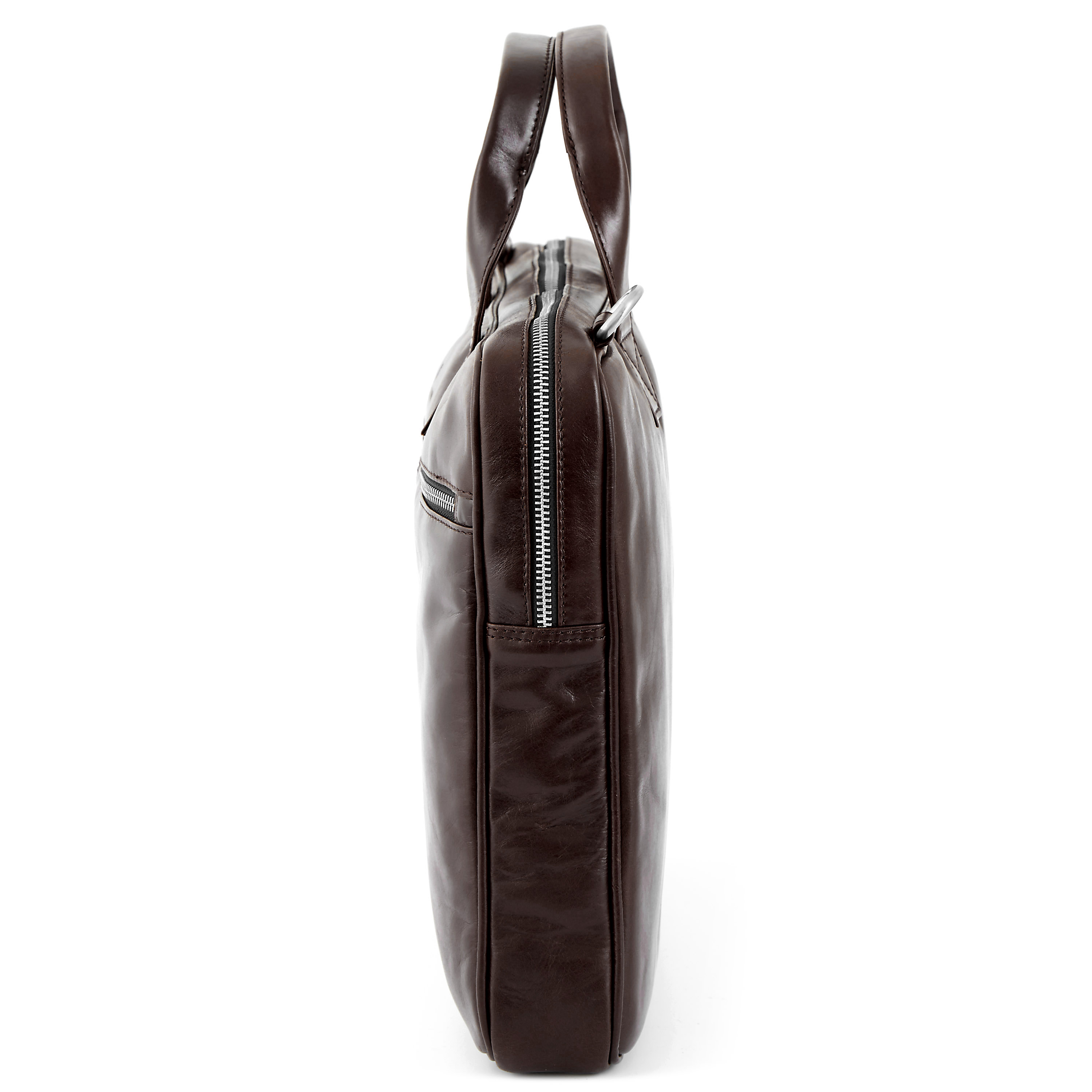 Donkerbruine Dunne Jasper Laptoptas met Rits - 4