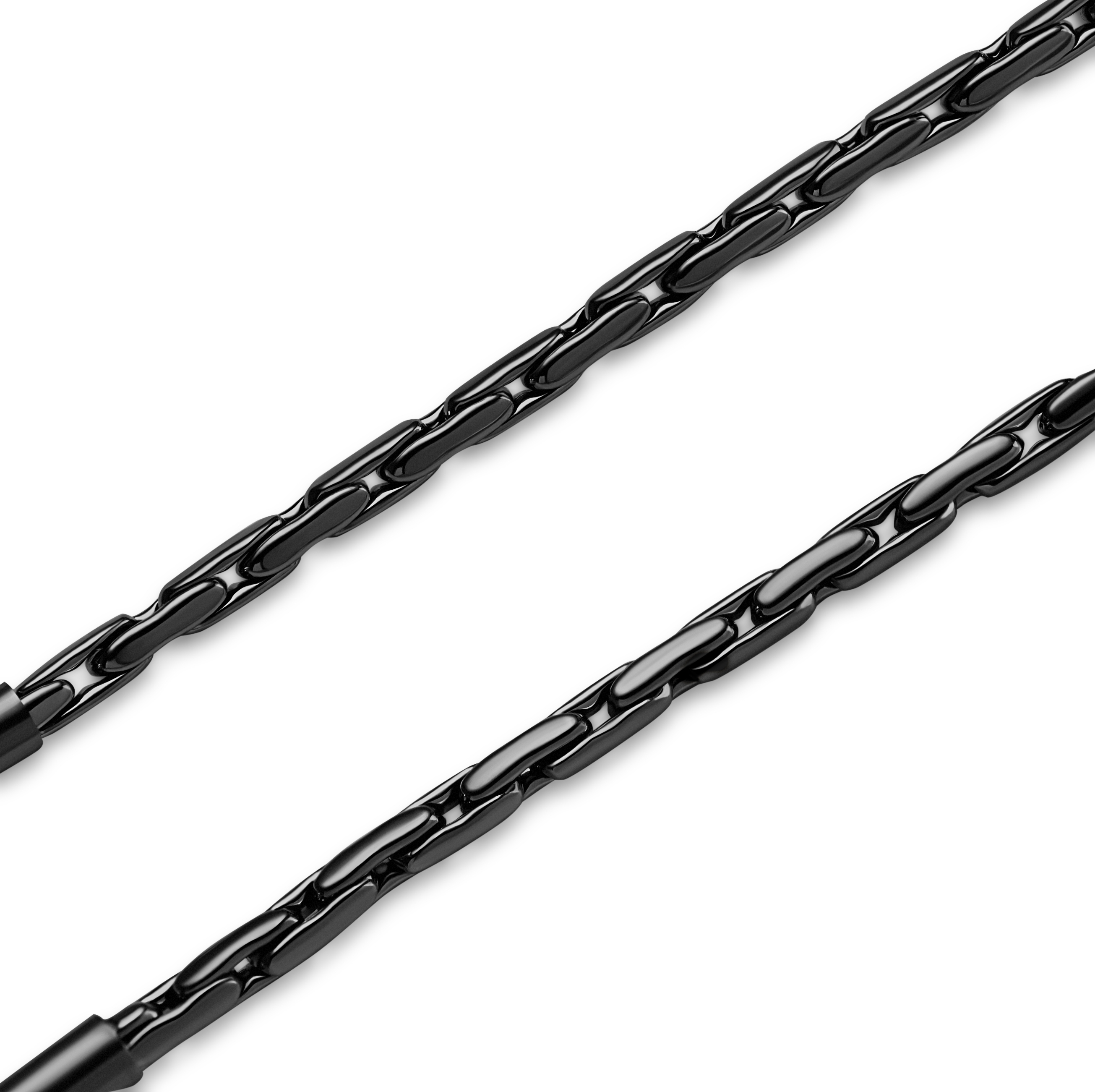 Essentials | 2 mm Gunmetal Μαύρο Βραχιόλι Αλυσίδα Χεριού Ορθογώνιο Box Chain - 4