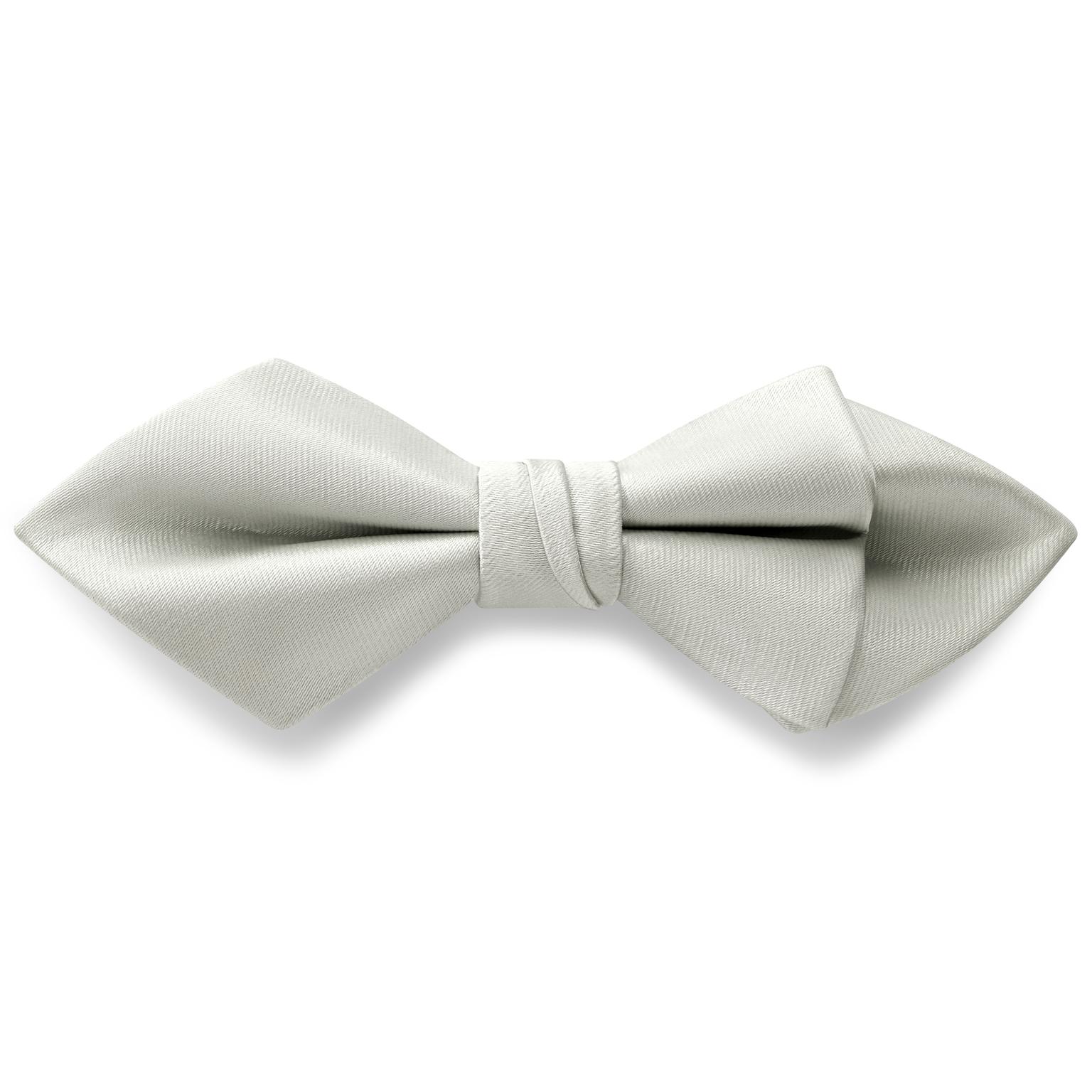 Light Grey Pre-Tied Satin Diamond Tip Bow Tie Light Grey Pre-Tied Satin Diamond Tip Bow Tie