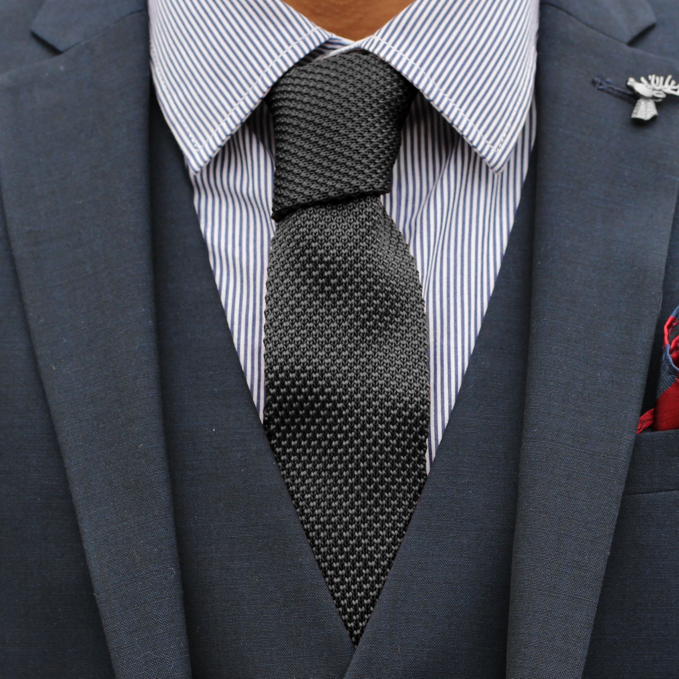 Ash Grey Polyester Knitted Tie - 3