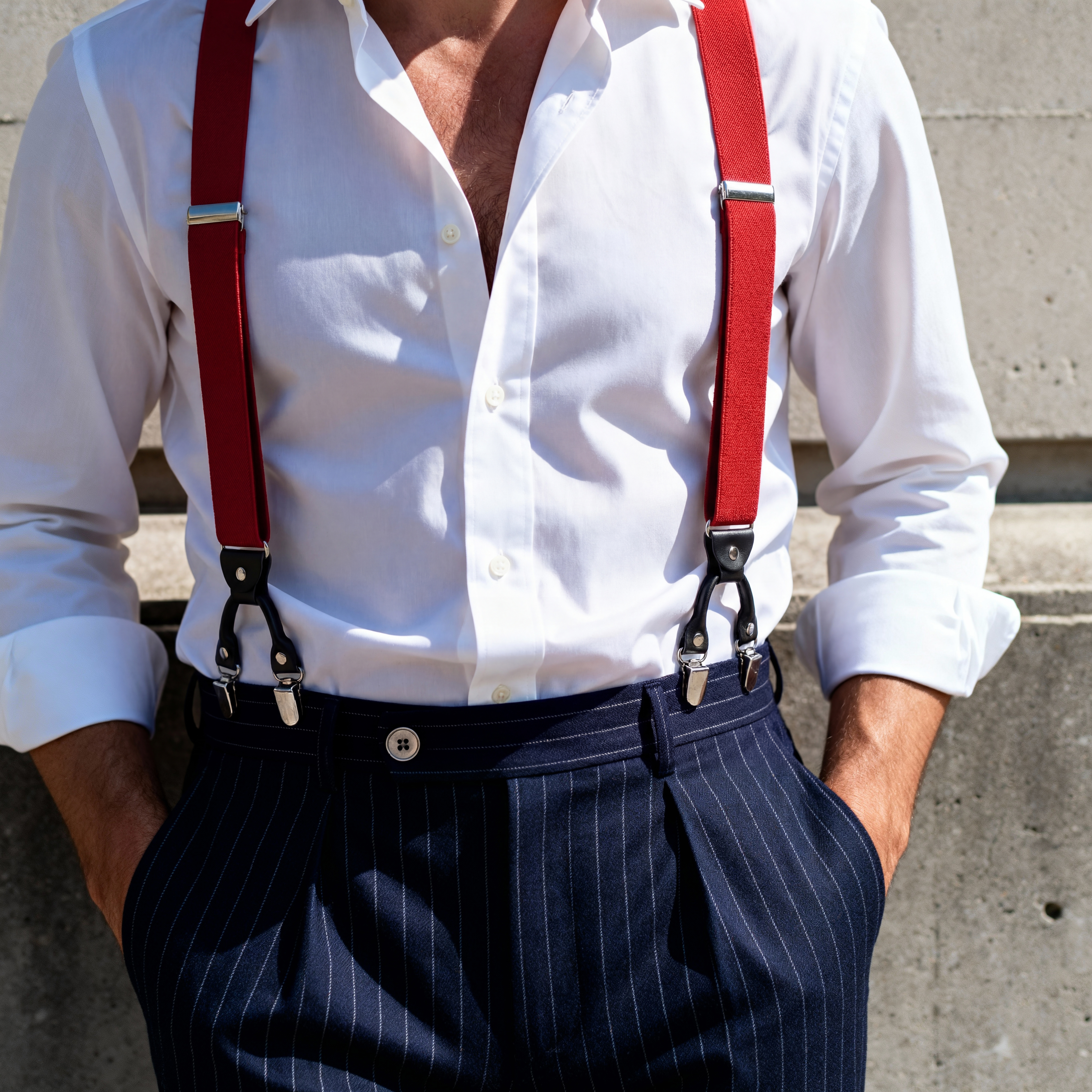 Wide Red Clip-On Braces - 2