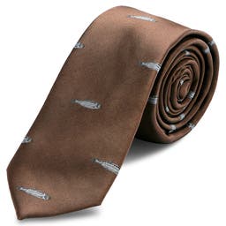 Brunt slankt slips med fiskemønster
