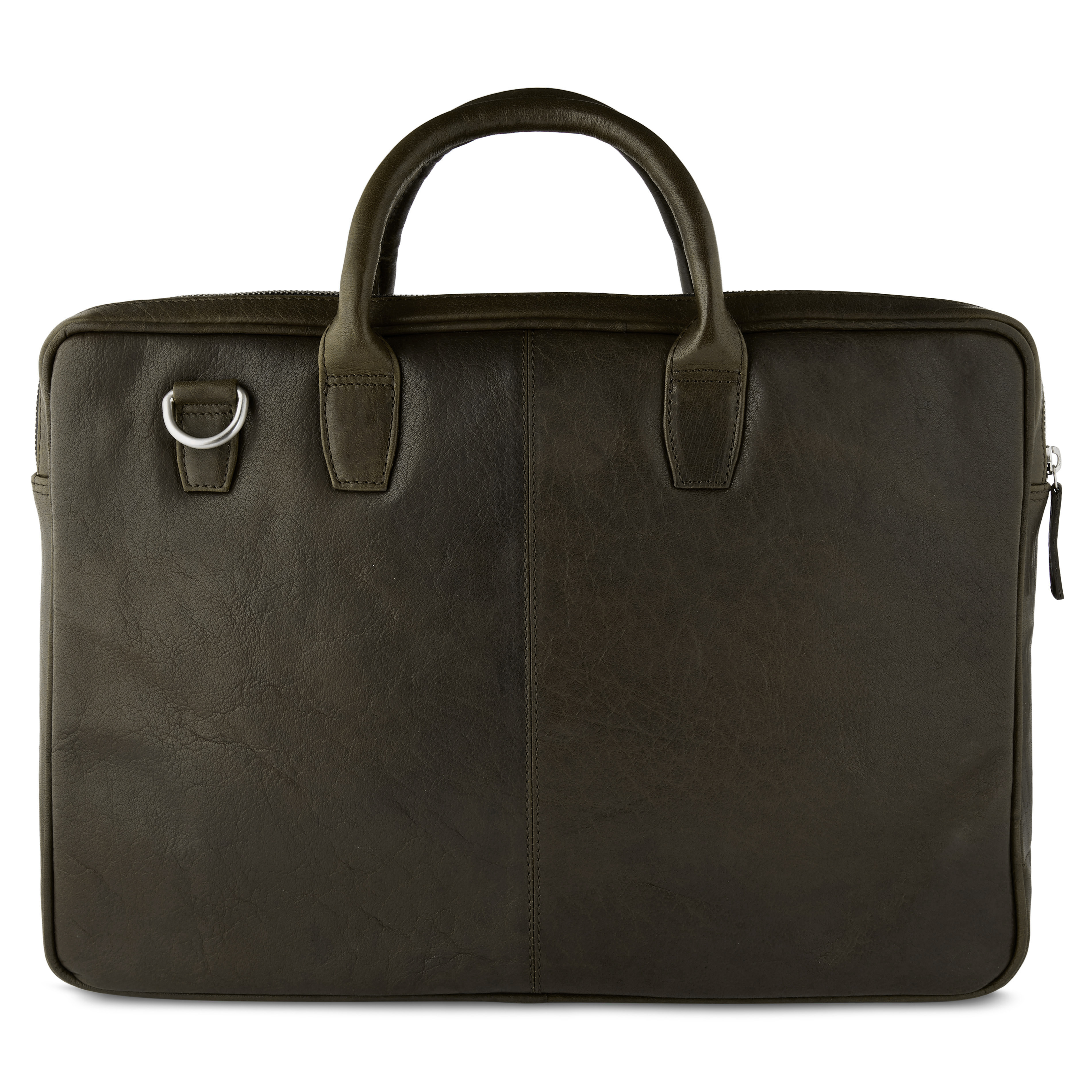 Маслиненозелена кожена бизнес чанта с два ципа Montreal - 3