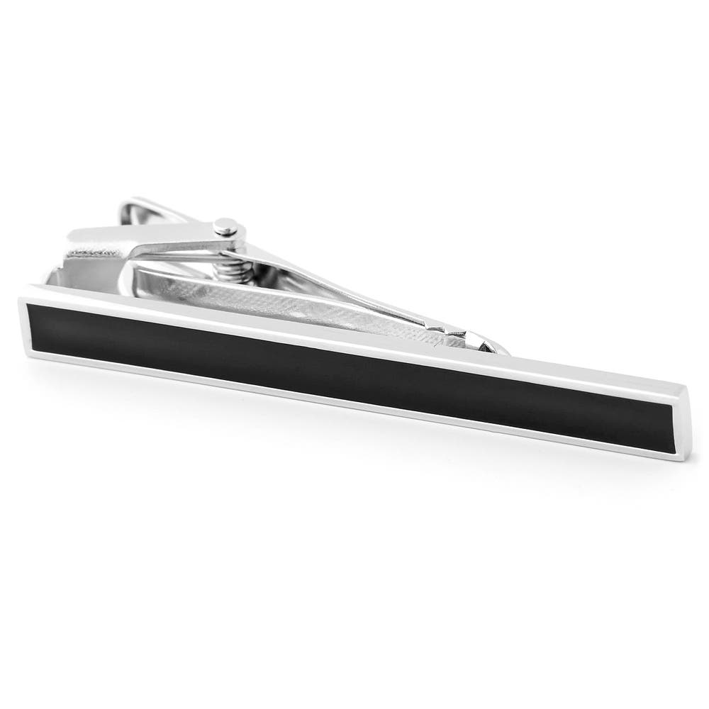 hover: Black & Silver-Tone Brass Blackboard Tie Clip hover: Black & Silver-Tone Brass Blackboard Tie Clip