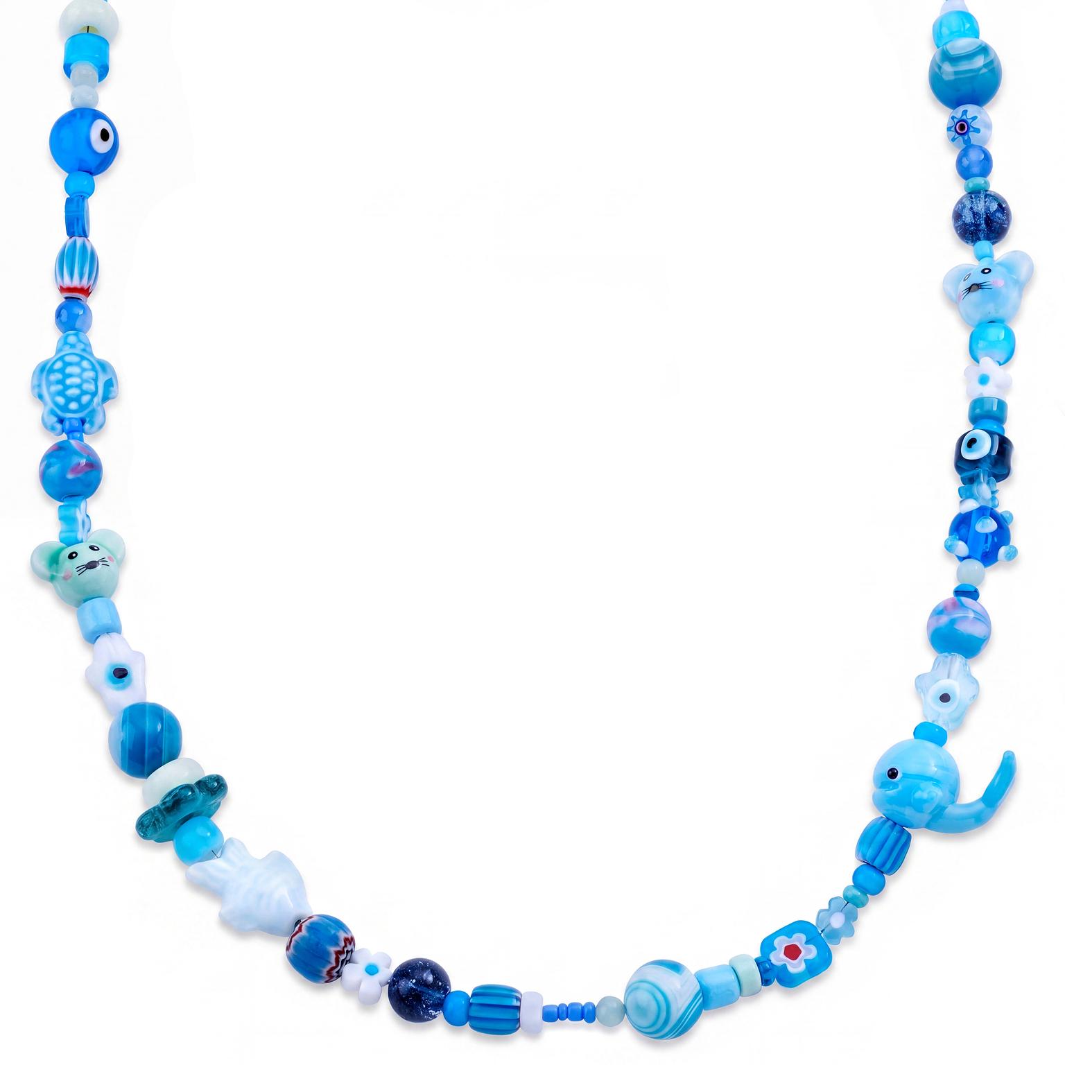 Pearlmania | Ocean Daze Blue Glass Bead Necklace Pearlmania | Ocean Daze Blue Glass Bead Necklace