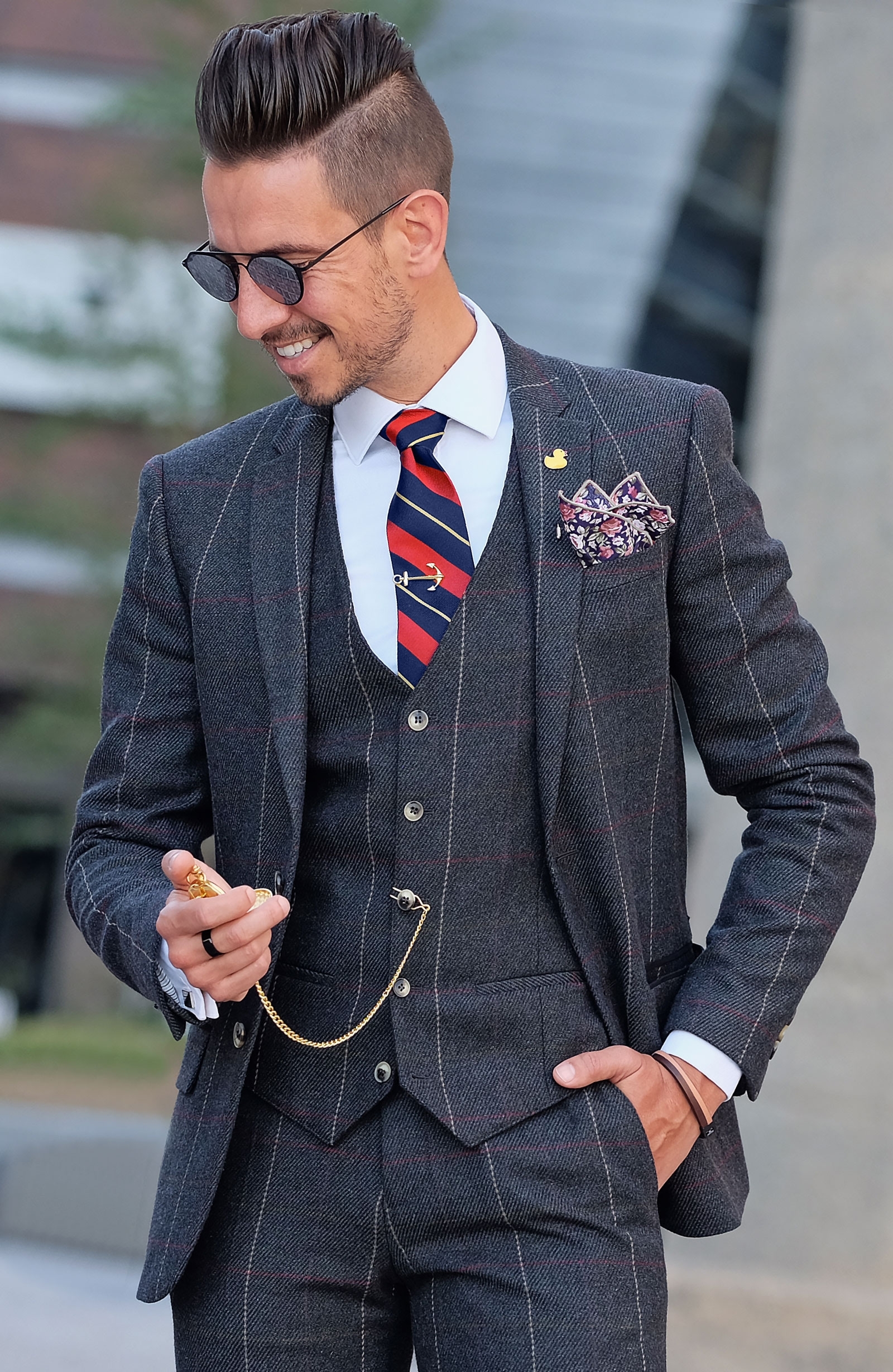 Dark Blue Floral Pocket Square - 4