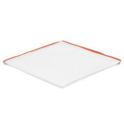 Λευκό Τετράγωνο Μαντήλι Τσέπης με Πορτοκαλί (Burnt Orange) Άκρες