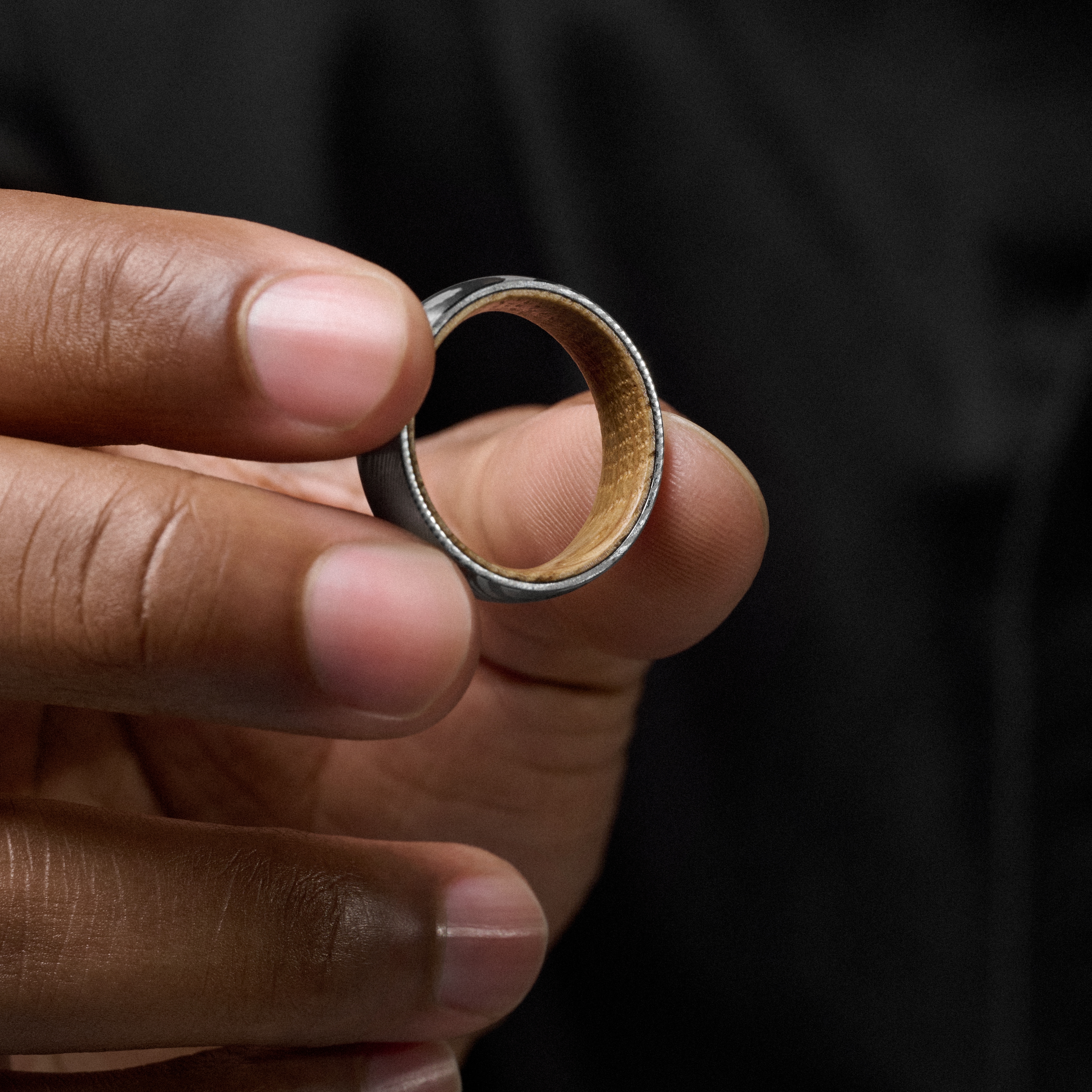 Fortis | Anneau en acier Damas et en bois - 7 mm - 2