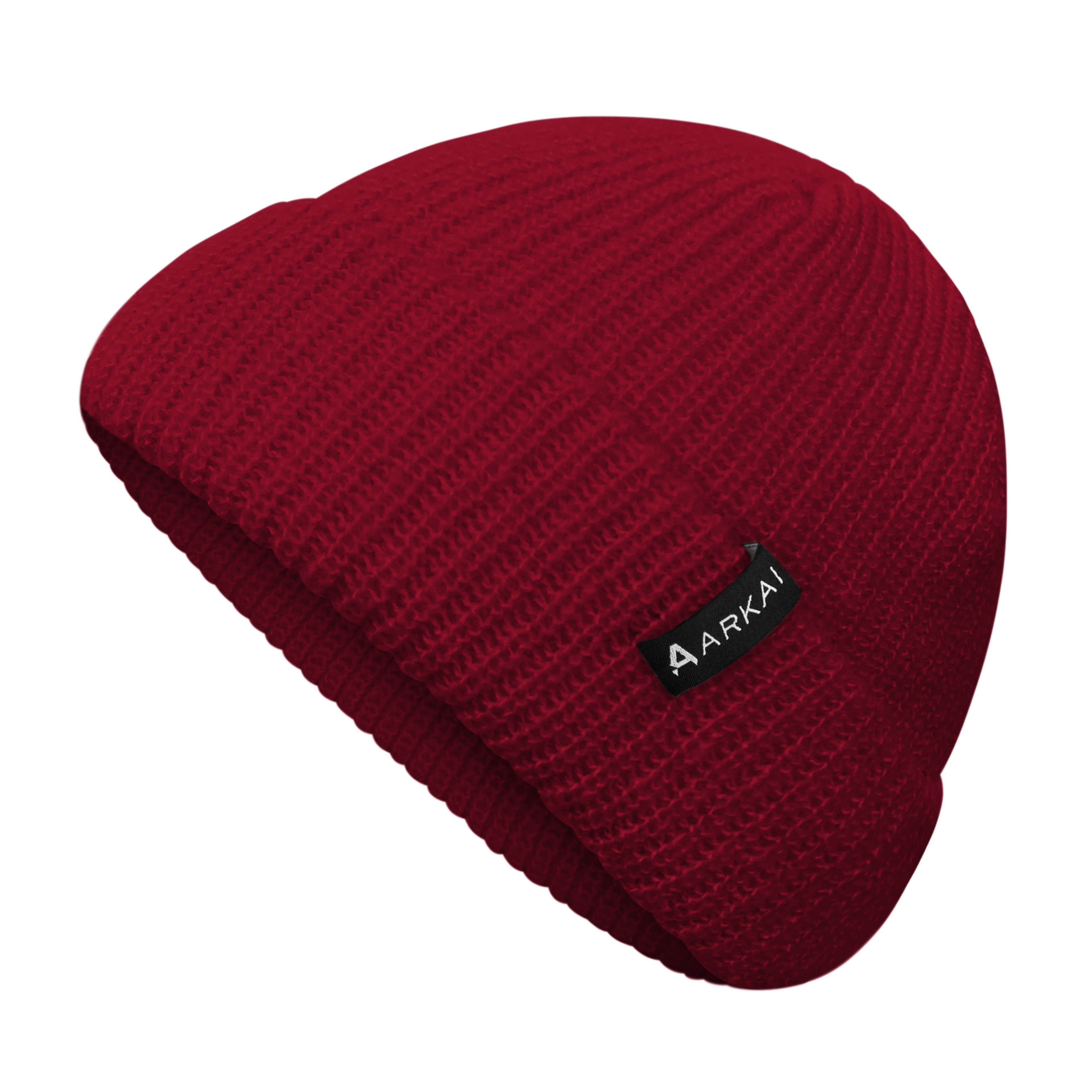 Nordic | Bordeauxrode geribde beanie in vissersstijl - 1