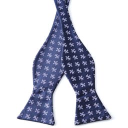 Navy Blue Fleur-De-Lis Self-Tie Bow Tie