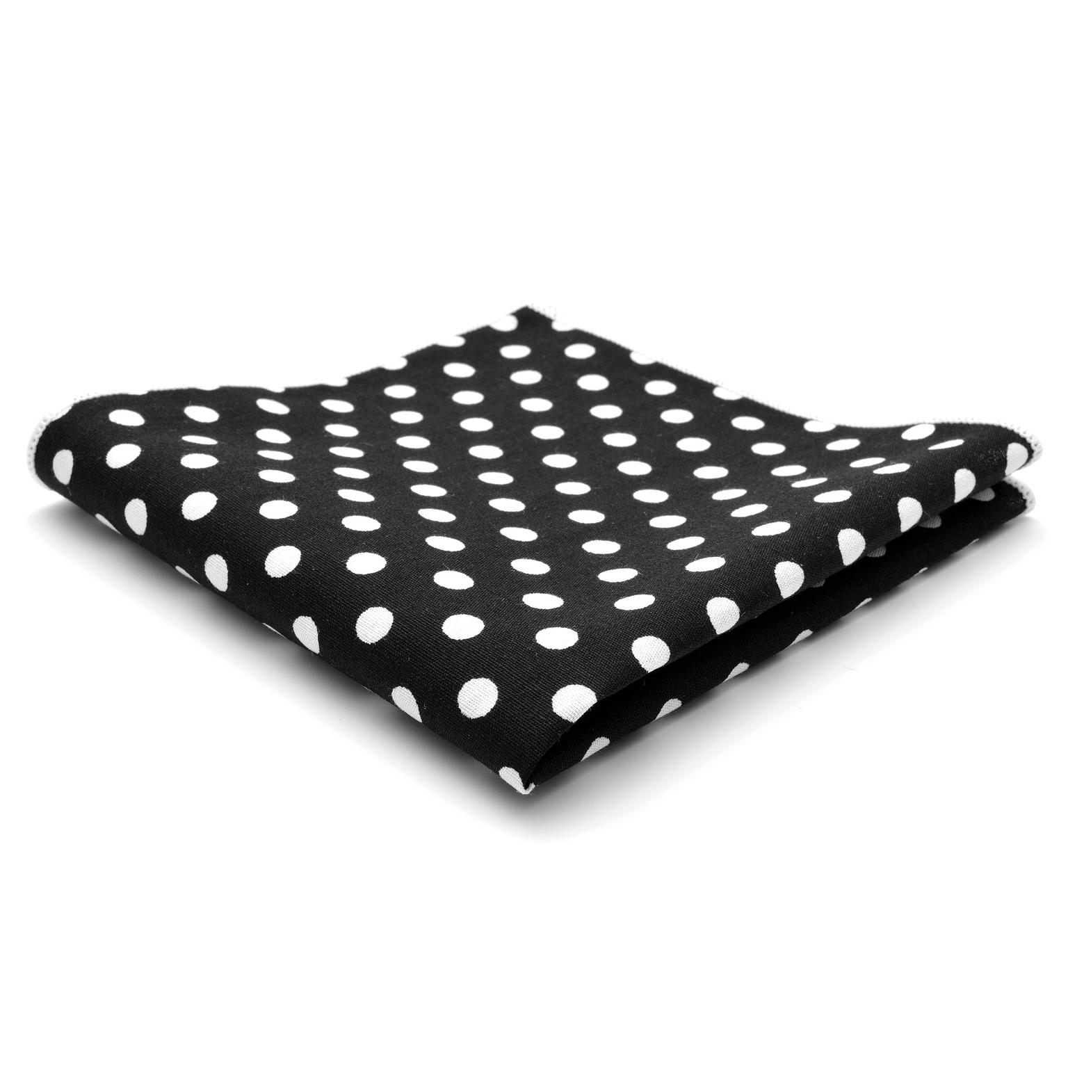 Black & White Bold Dot Cotton Pocket Square Black & White Bold Dot Cotton Pocket Square