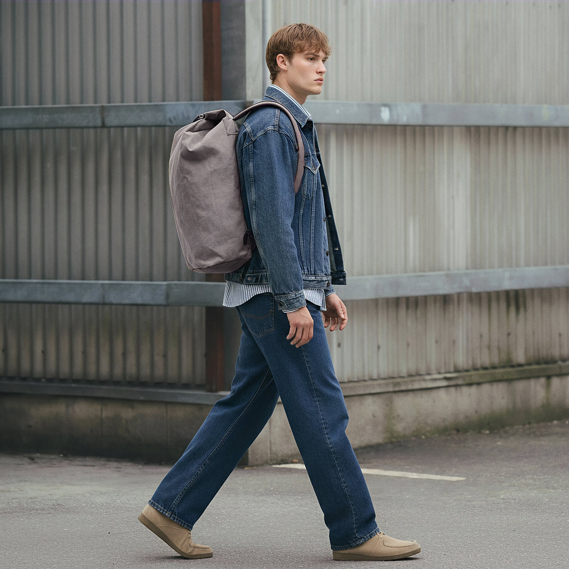 Grauer Canvas-Rucksack im Vintage-Stil - 4