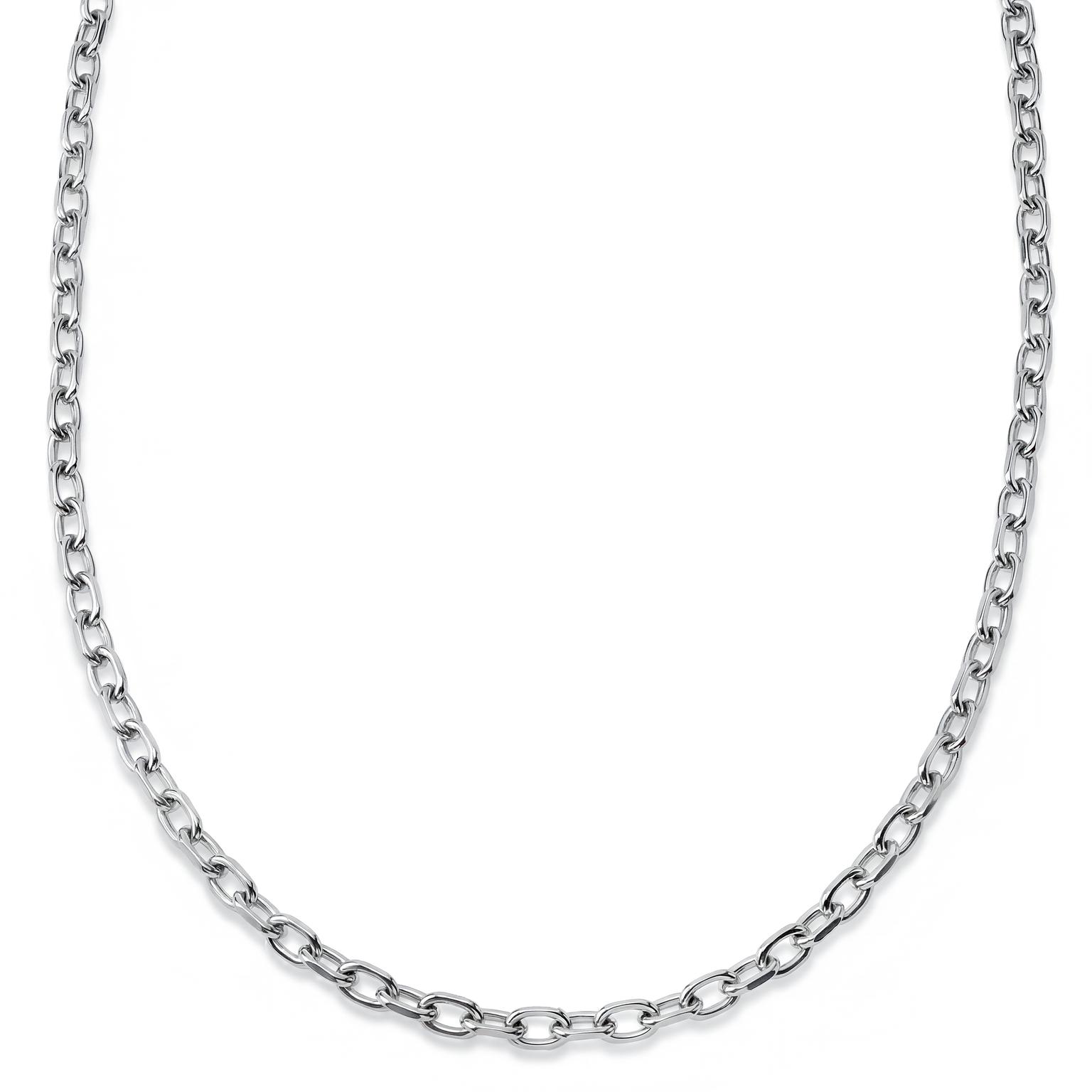 New Classics | Collar de eslabones tipo rolo de acero inoxidable en tono plateado con cierre de timón de 6,5 mm New Classics | Collar de eslabones tipo rolo de acero inoxidable en tono plateado con cierre de timón de 6,5 mm