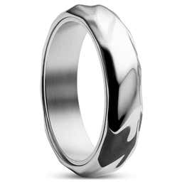 Pearce | 6 mm Silver-Tone Stainless Steel With Twisted Look Ring