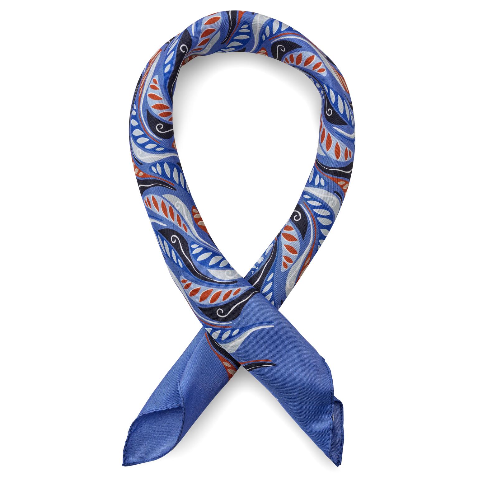 Virtuo | Foulard en soie à motifs de plumes bleues Virtuo | Foulard en soie à motifs de plumes bleues