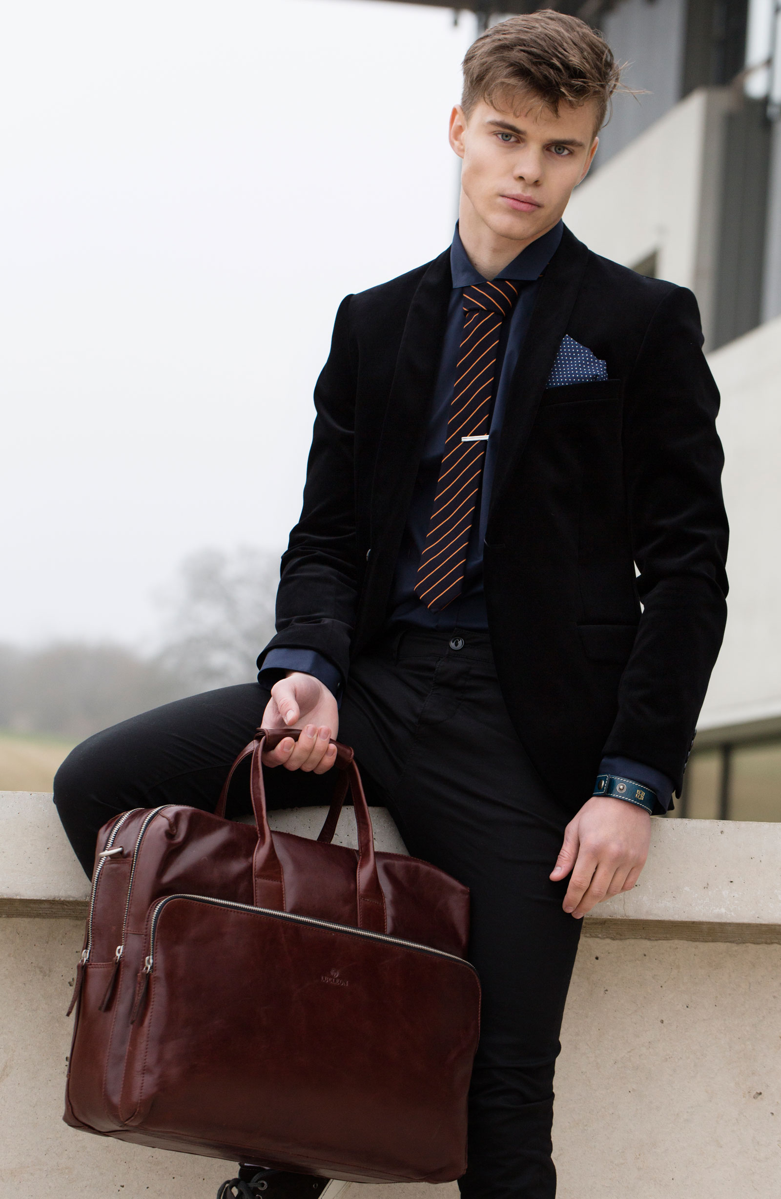 Navy Blue Dotted Cotton Pocket Square - 4