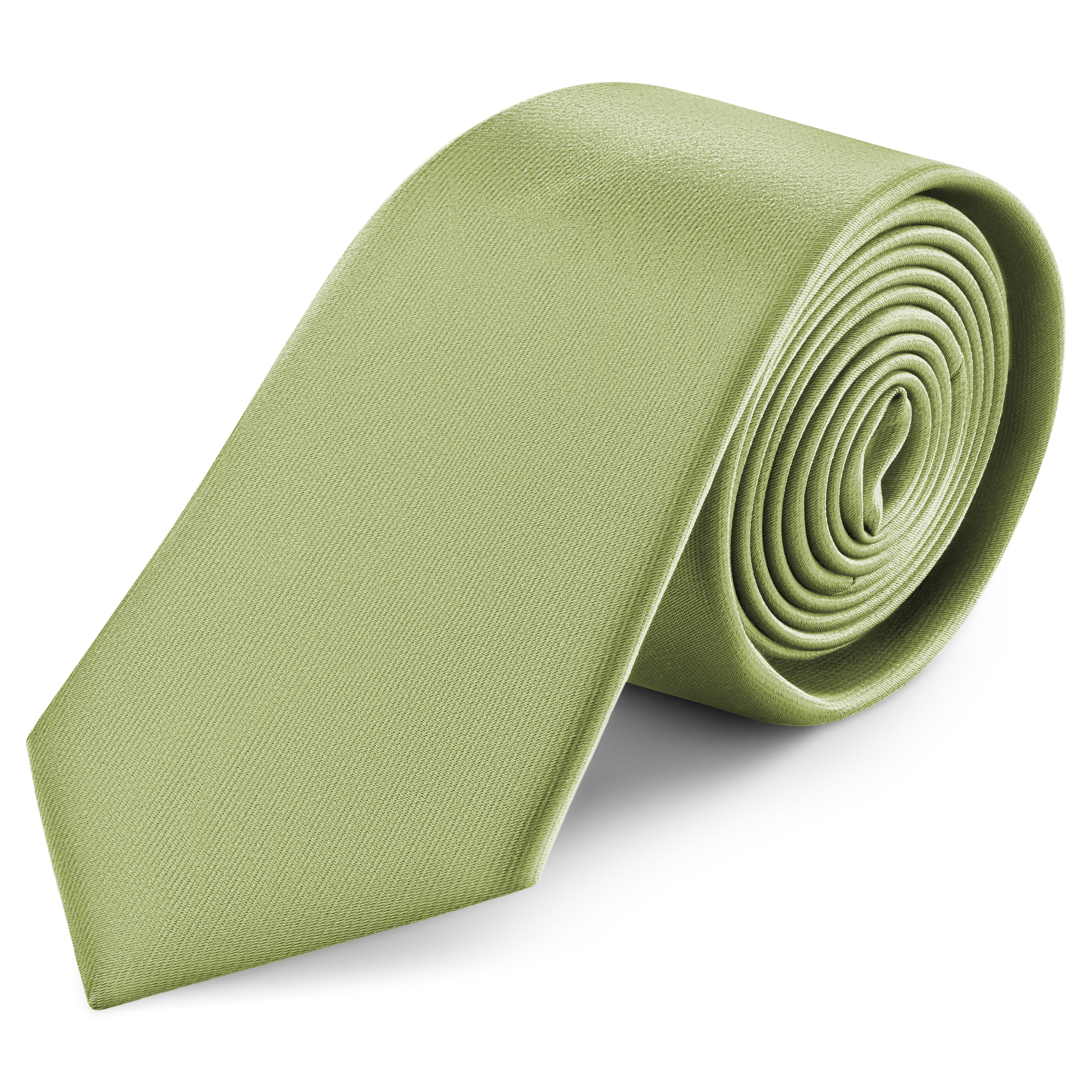 8 cm saténová kravata v bledozelenej farbe