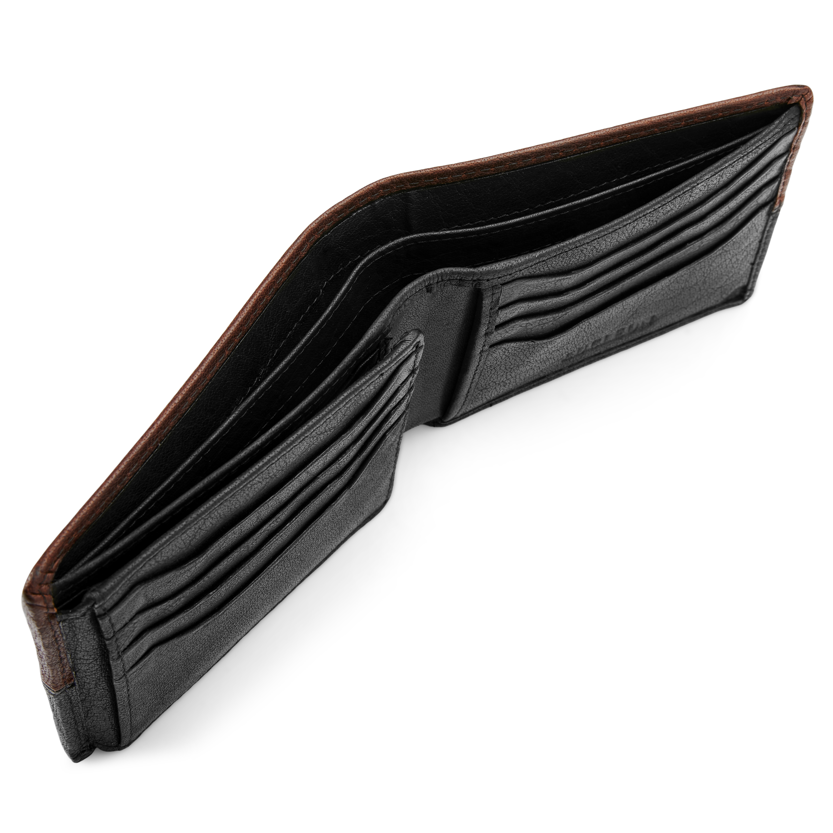 Portefeuille en cuir noir et marron cousu Montreal - 9
