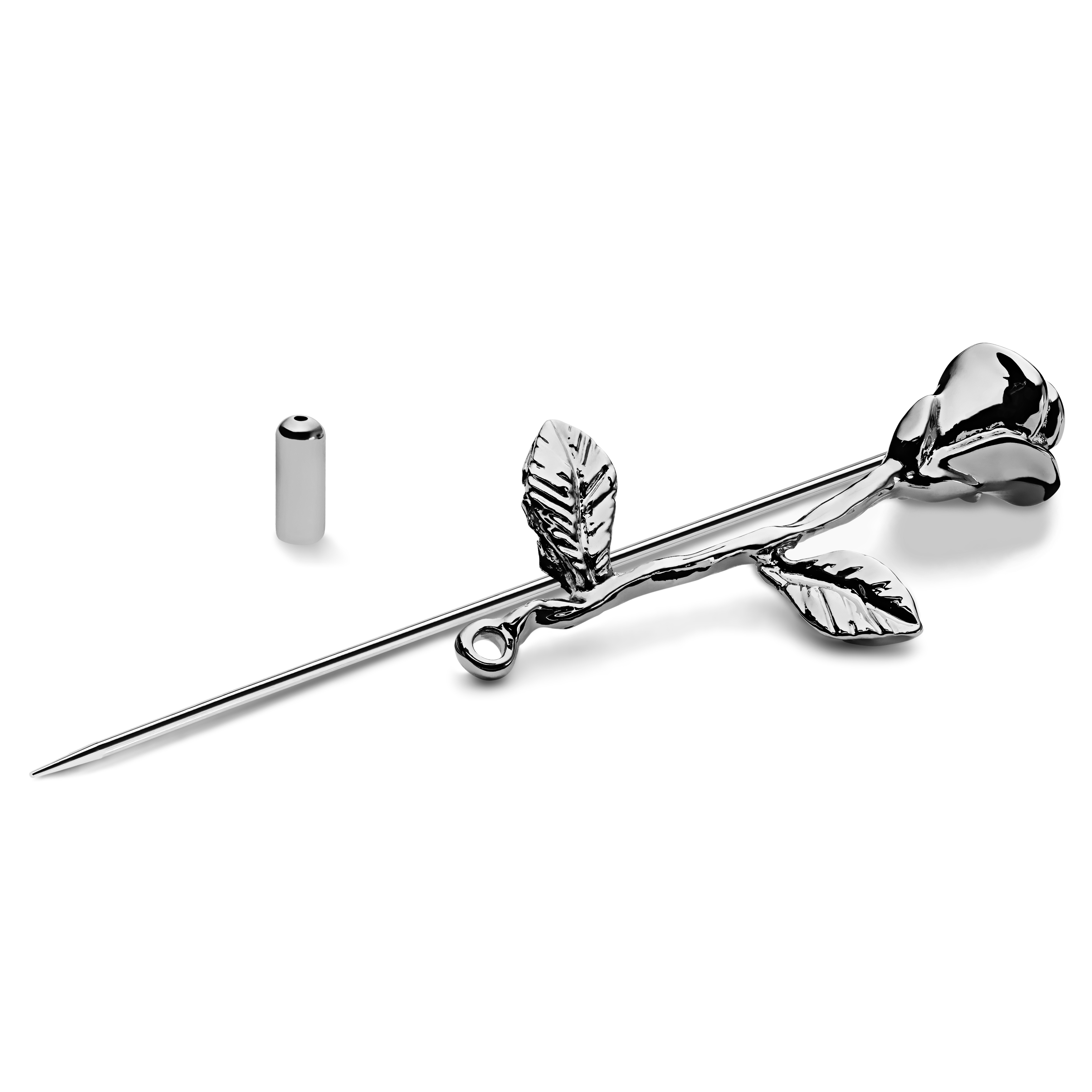 Alfinete de Lapela Rosa Prateado - 2