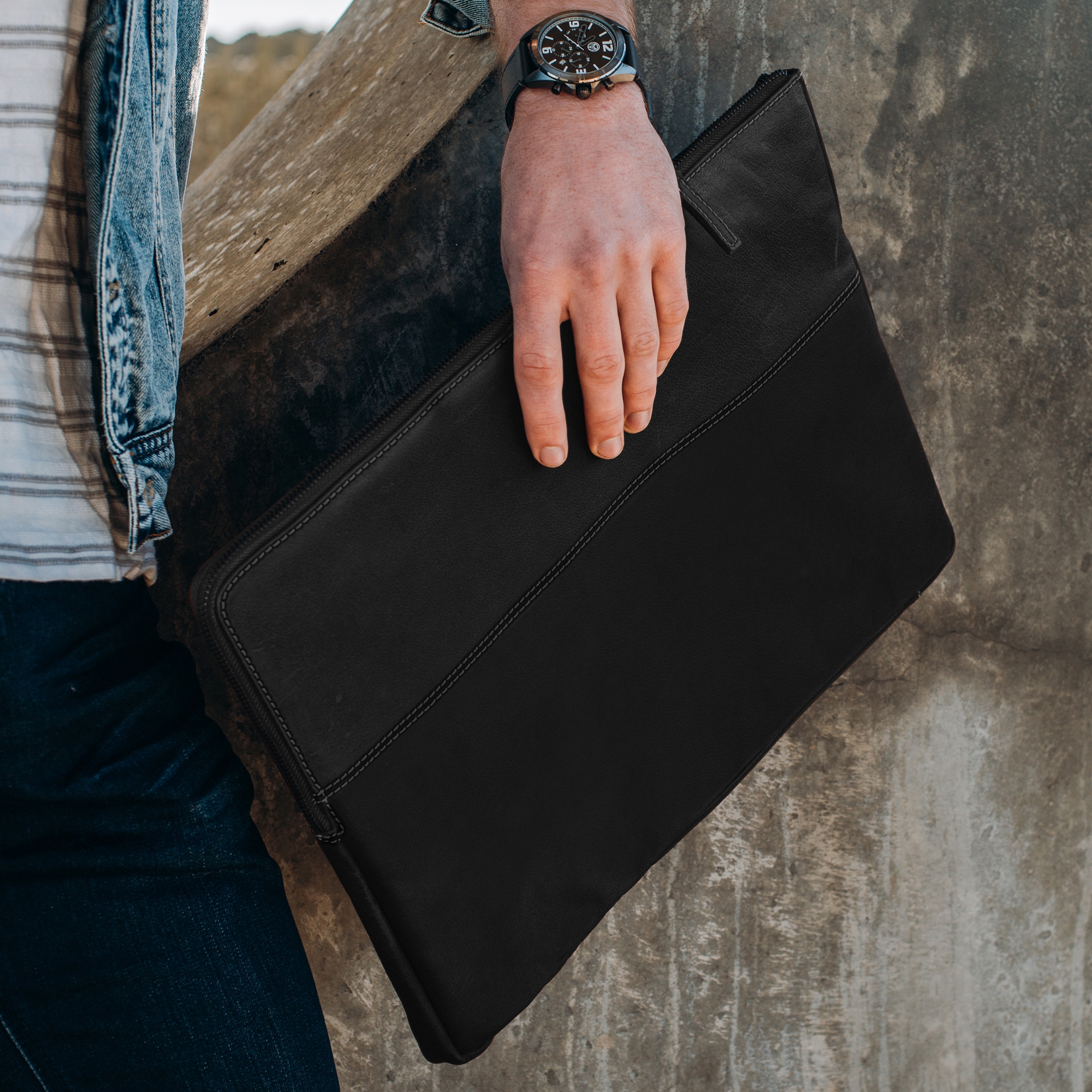 Oxford Computer Sleeve i Sort Læder - 9