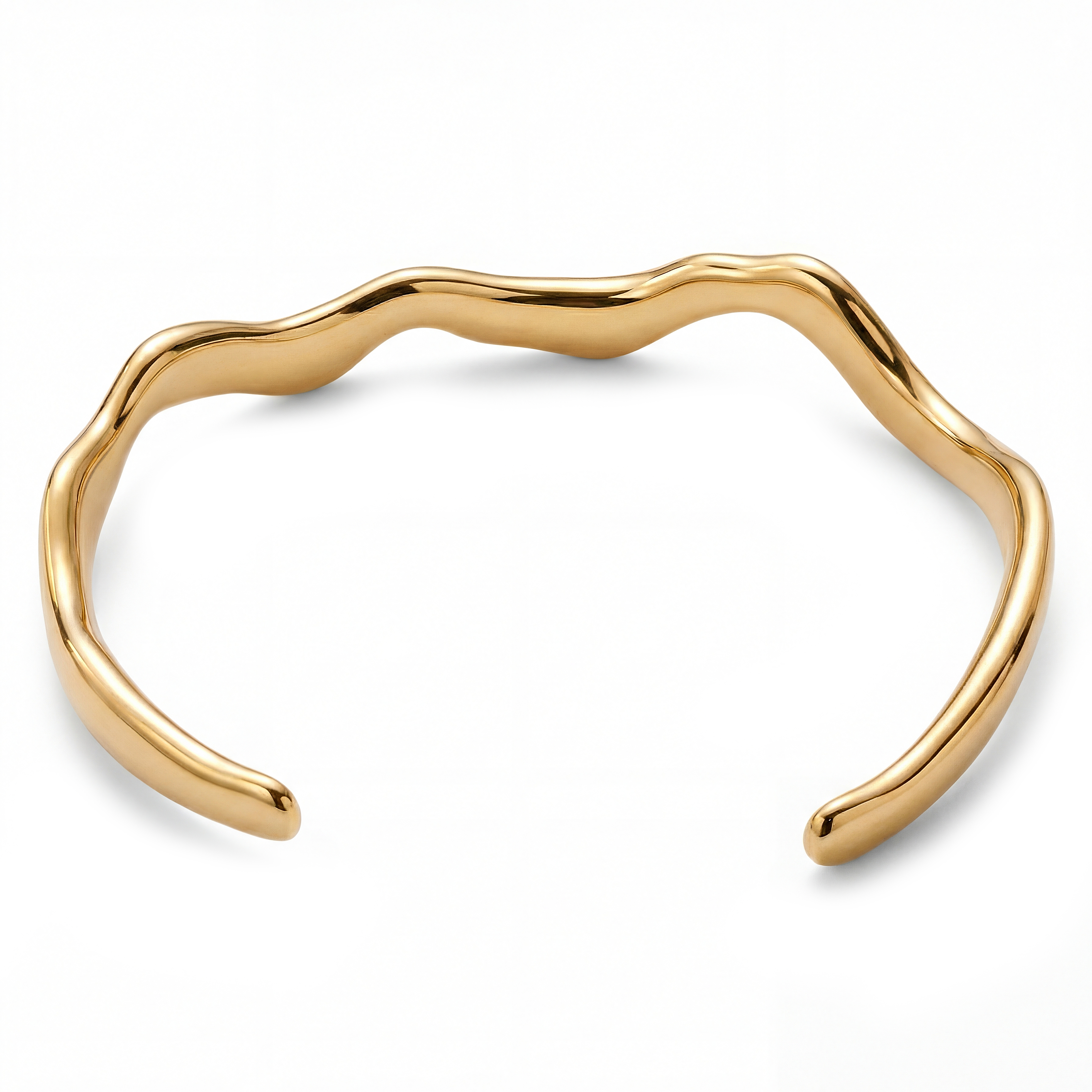 Magma | 7mm Gold-Tone Stainless Steel Bold Wavy Cuff Bracelet - 2