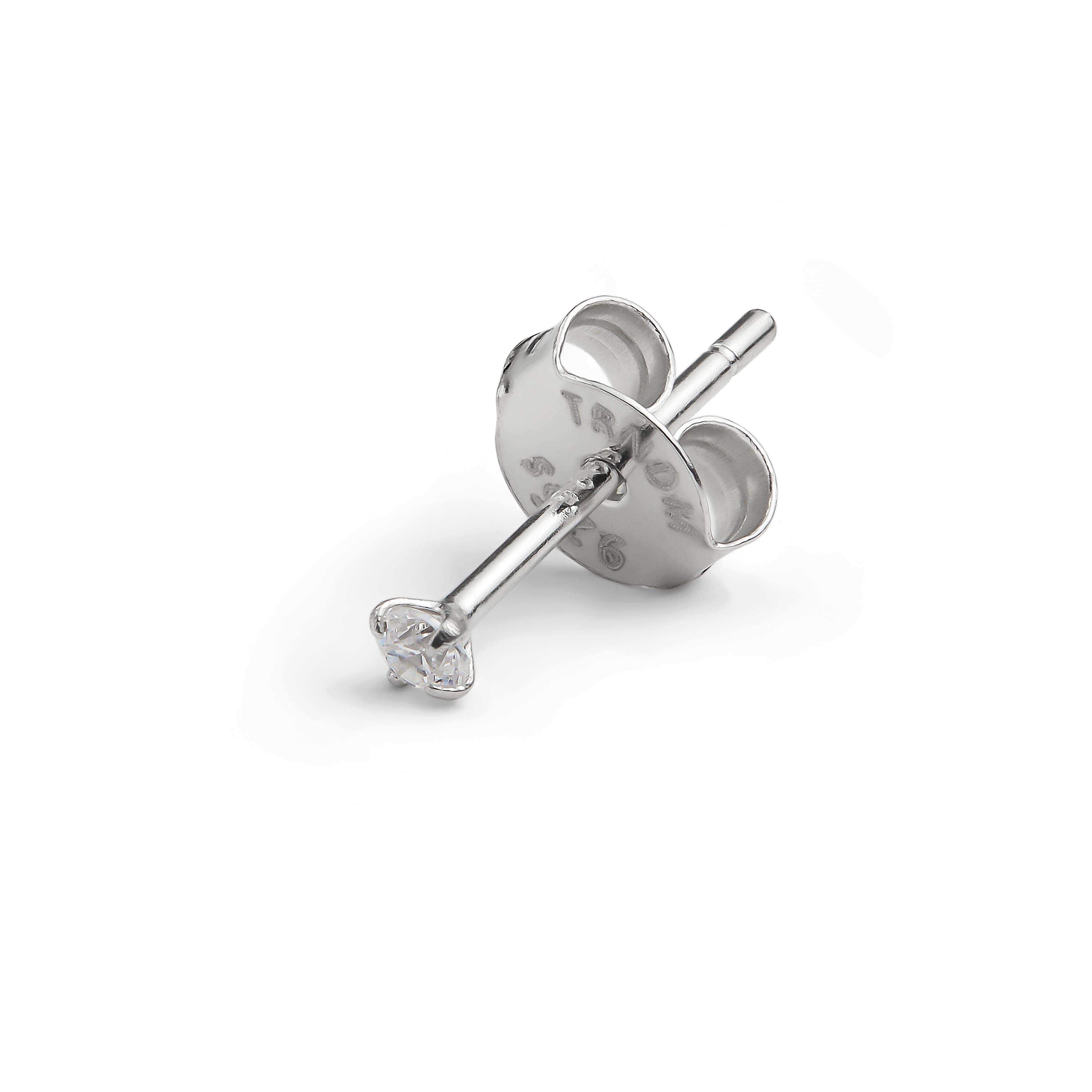 Nova | 925 Sterling Silver Round 7A Premium Zirconia Earring - 2mm Nova | 925 Sterling Silver Round 7A Premium Zirconia Earring - 2mm