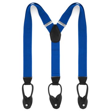 Wide Cobalt Blue Split Button Suspenders Wide Cobalt Blue Split Button Suspenders