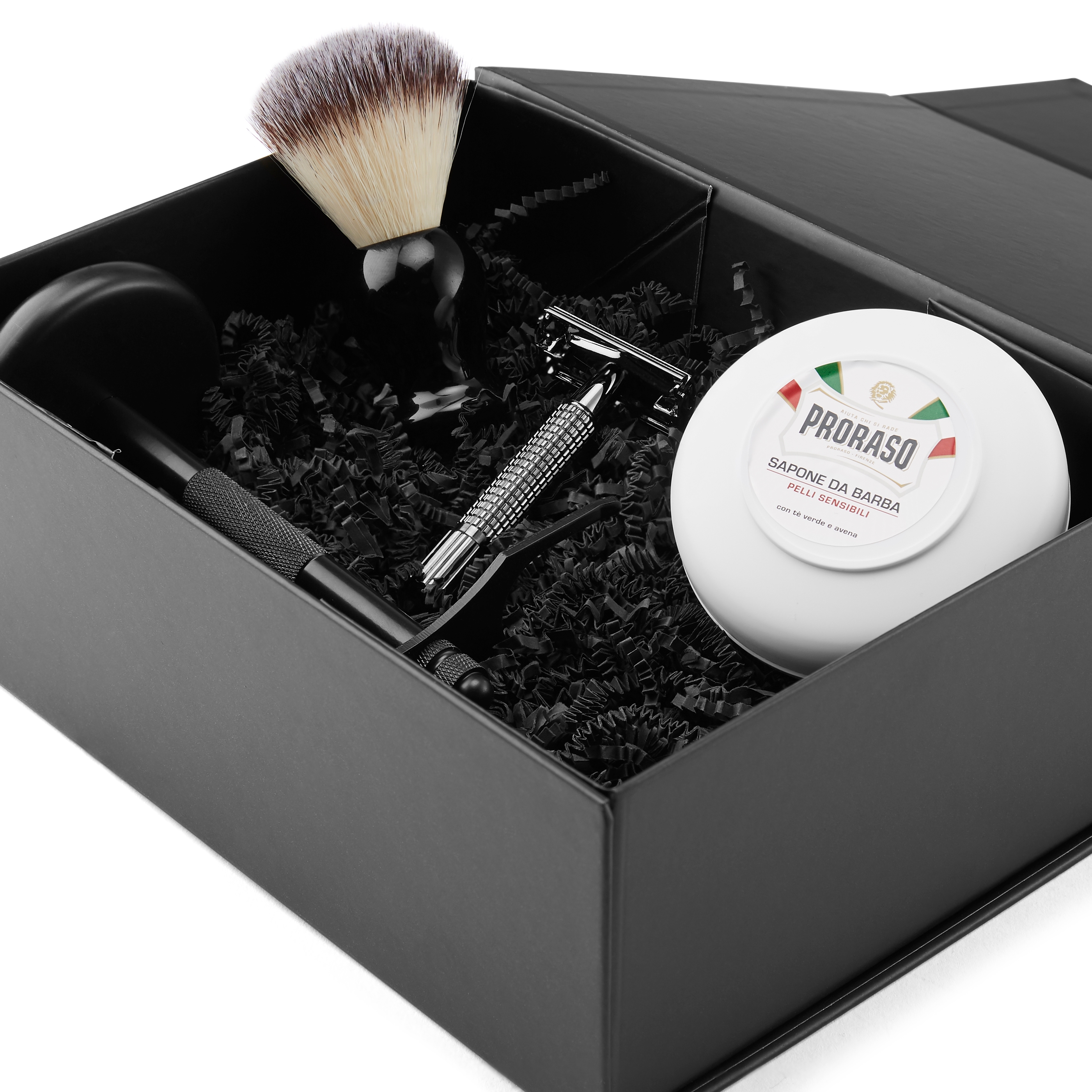 Black Starter Synthetic Brush Shaving set - 2