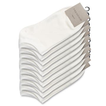 Sokker | 10-Pak Hvide Ensfarvede Ankelsokker