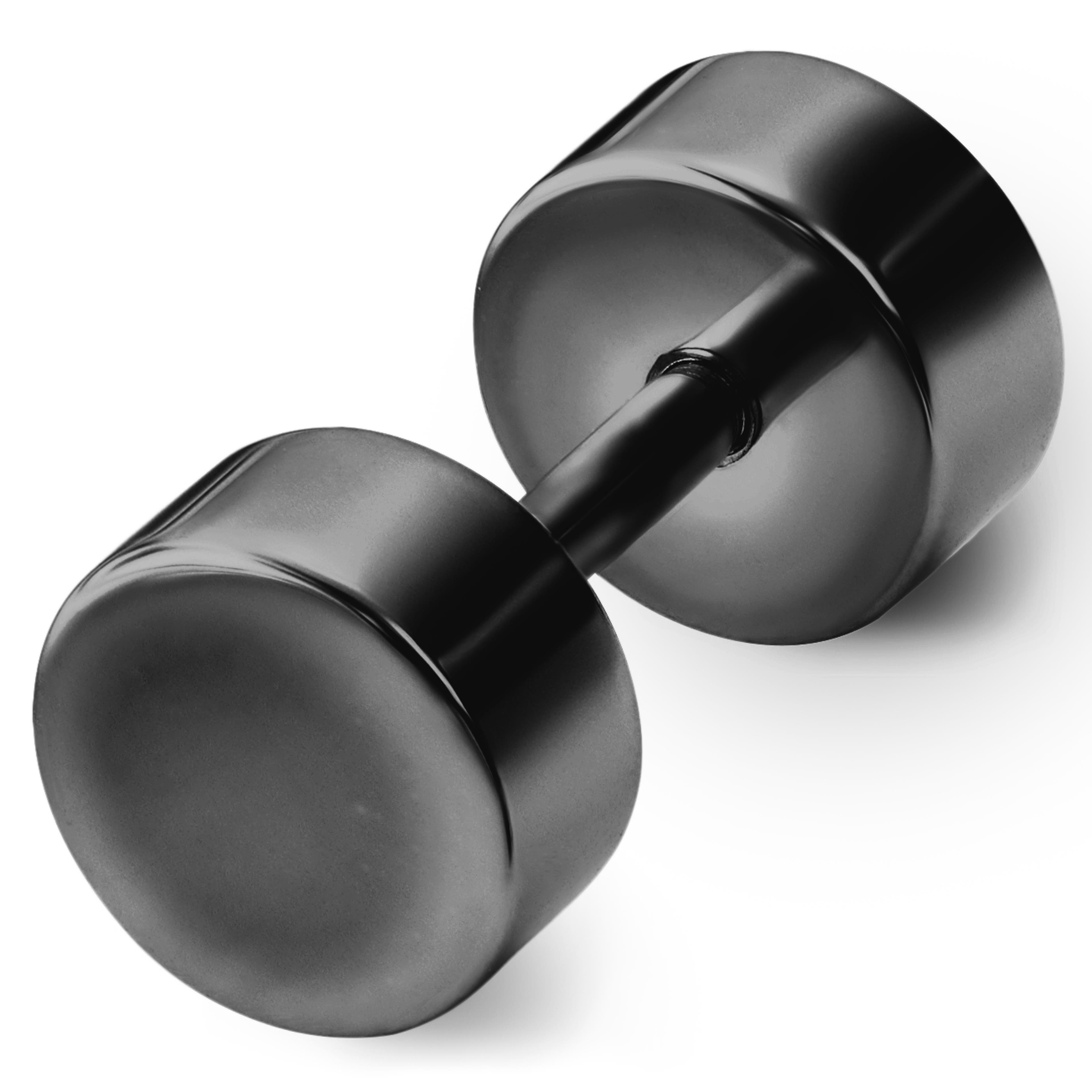 1/4 (6 mm) Black Stainless Steel Faux Plug Earring, In stock!