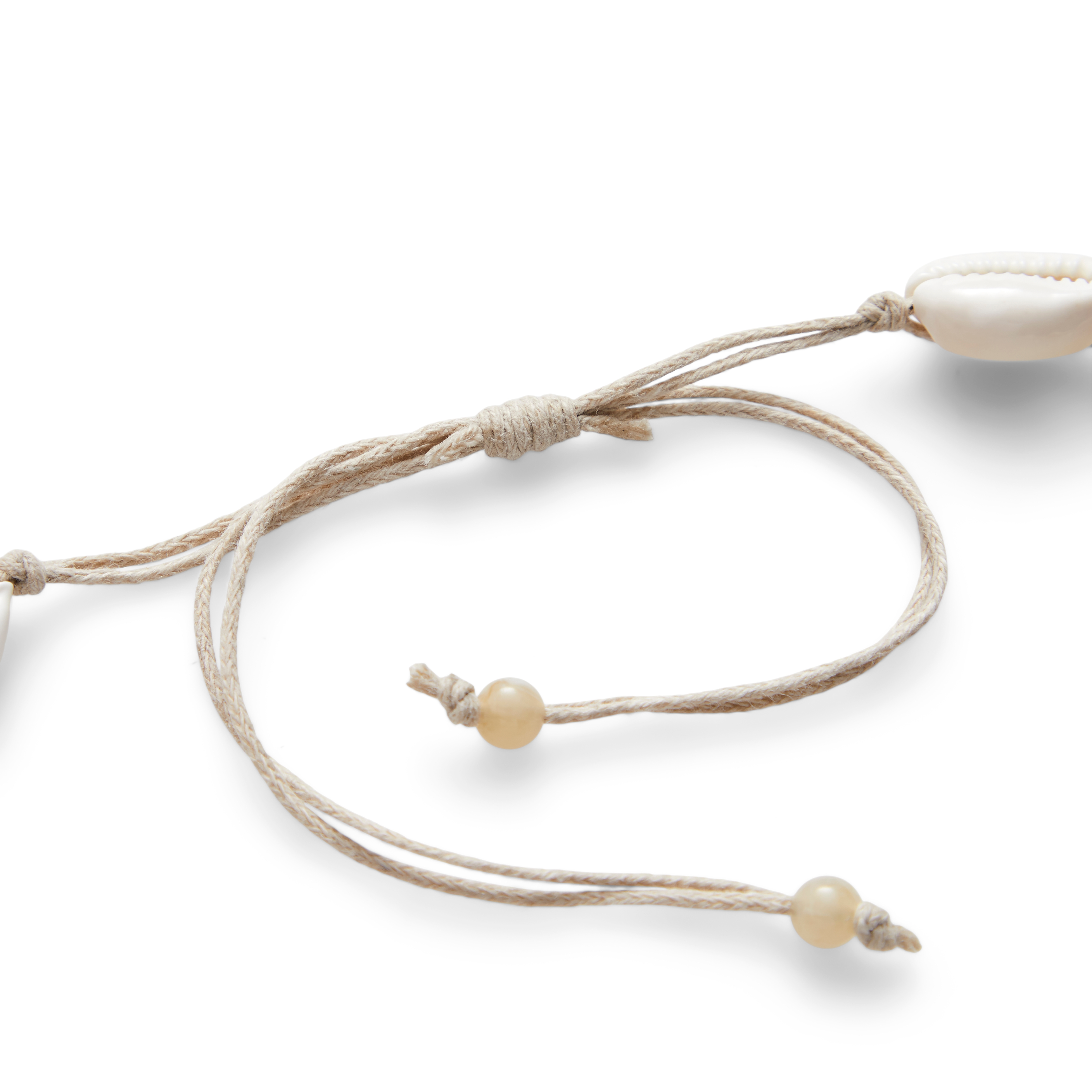 Cowrie | Tide skjellhalskjede med lysebrun snor - 3