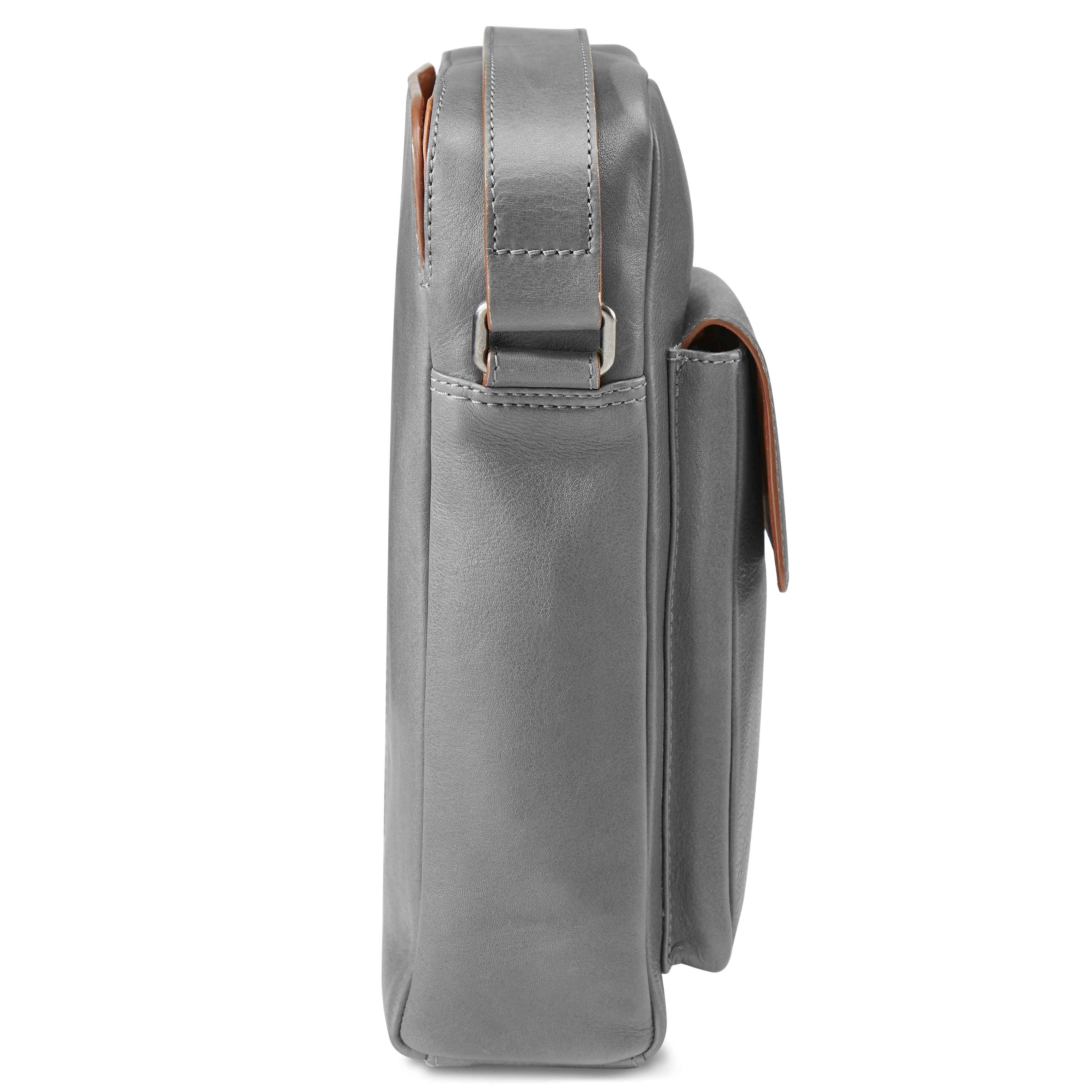 Szaro-kasztanowa skórzana torba na ramię Laurie - 5