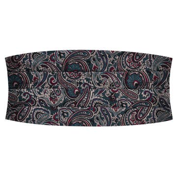 Dark Blue & Dark Green Paisley Pattern Silk Cummerbund Dark Blue & Dark Green Paisley Pattern Silk Cummerbund