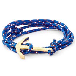 Cobalt Blue & Gold-Tone Anchor Bracelet