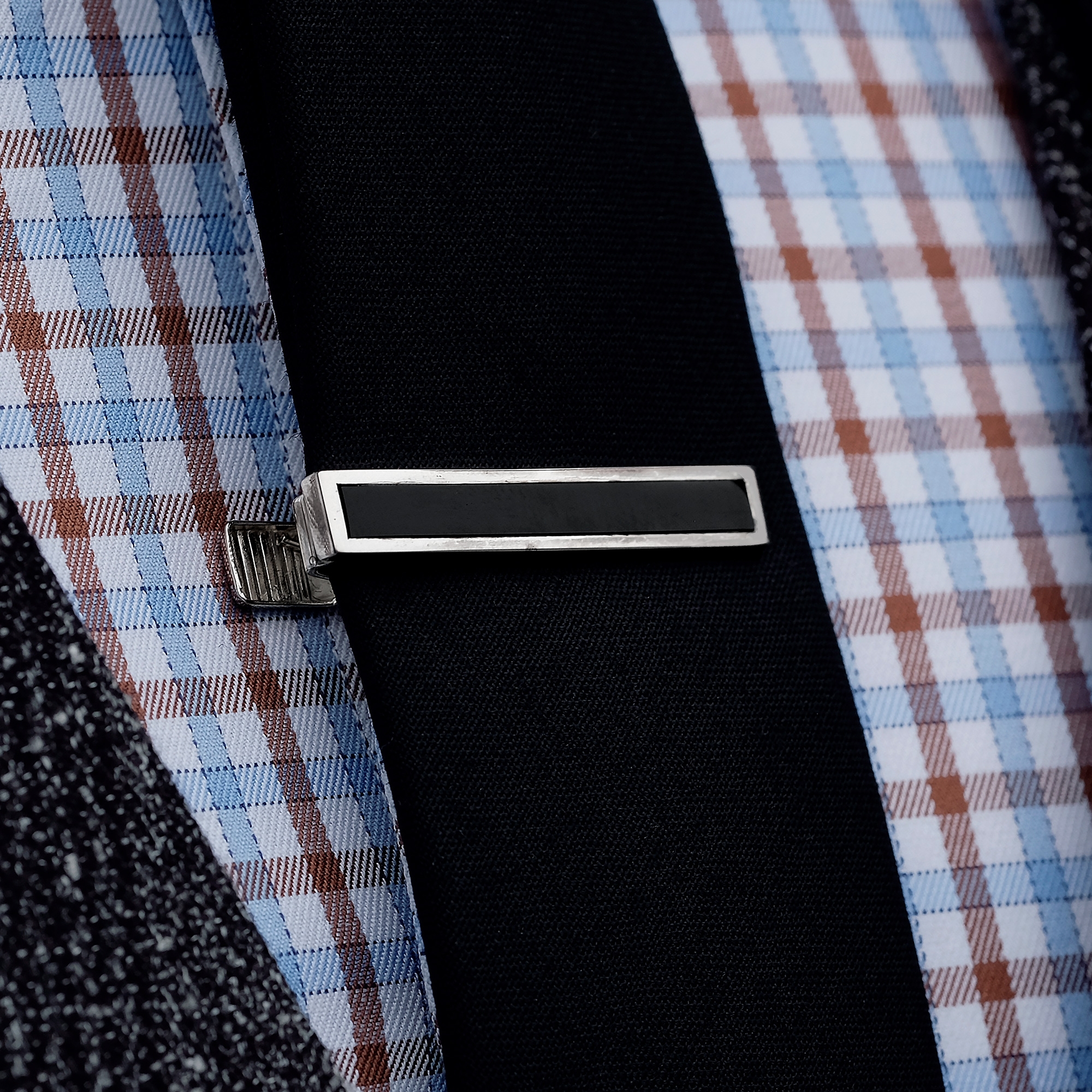 Krótka inkrustowana spinka do krawata ze srebra próby 925 - 5