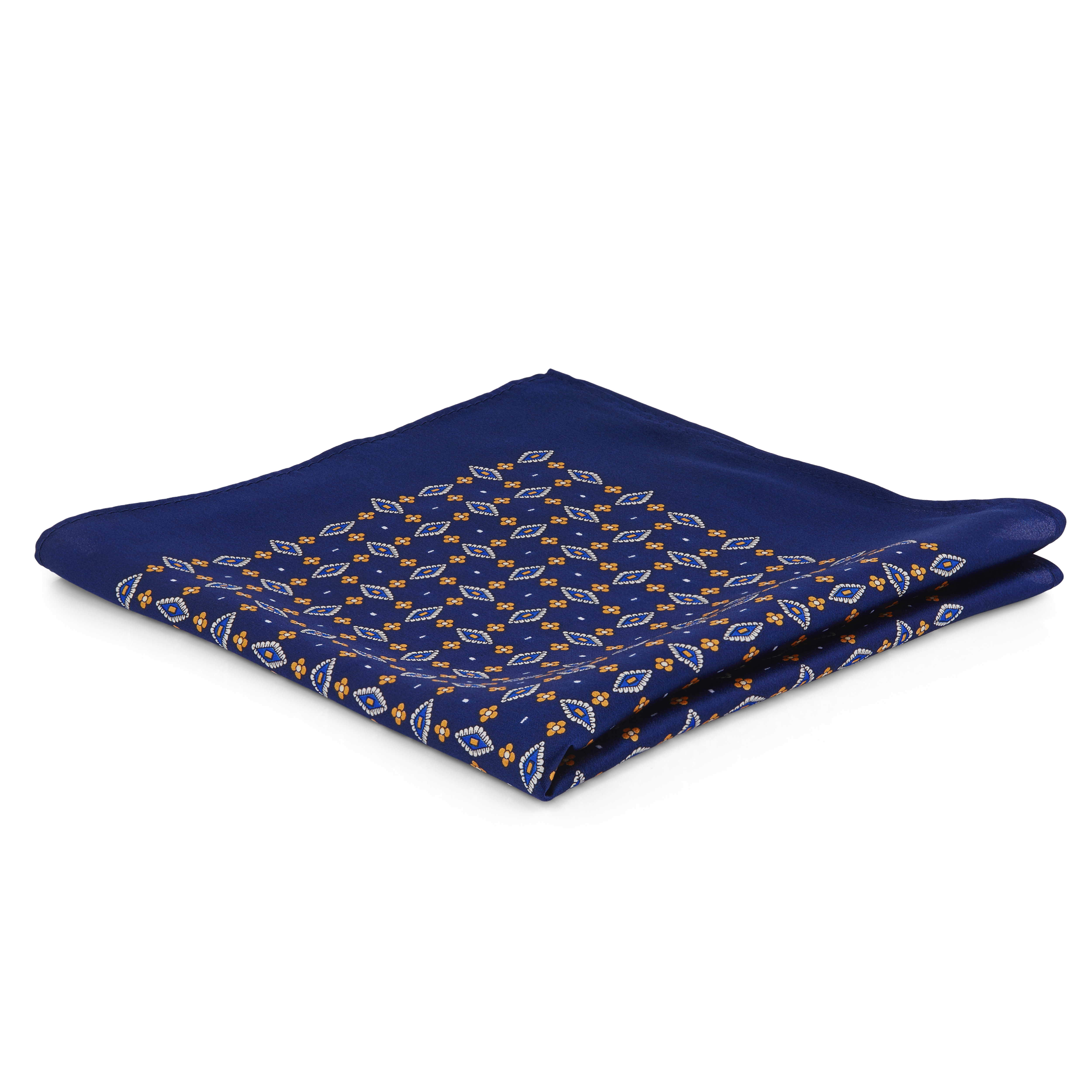Marinblå & Gul Blommig Bröstnäsduk - 1