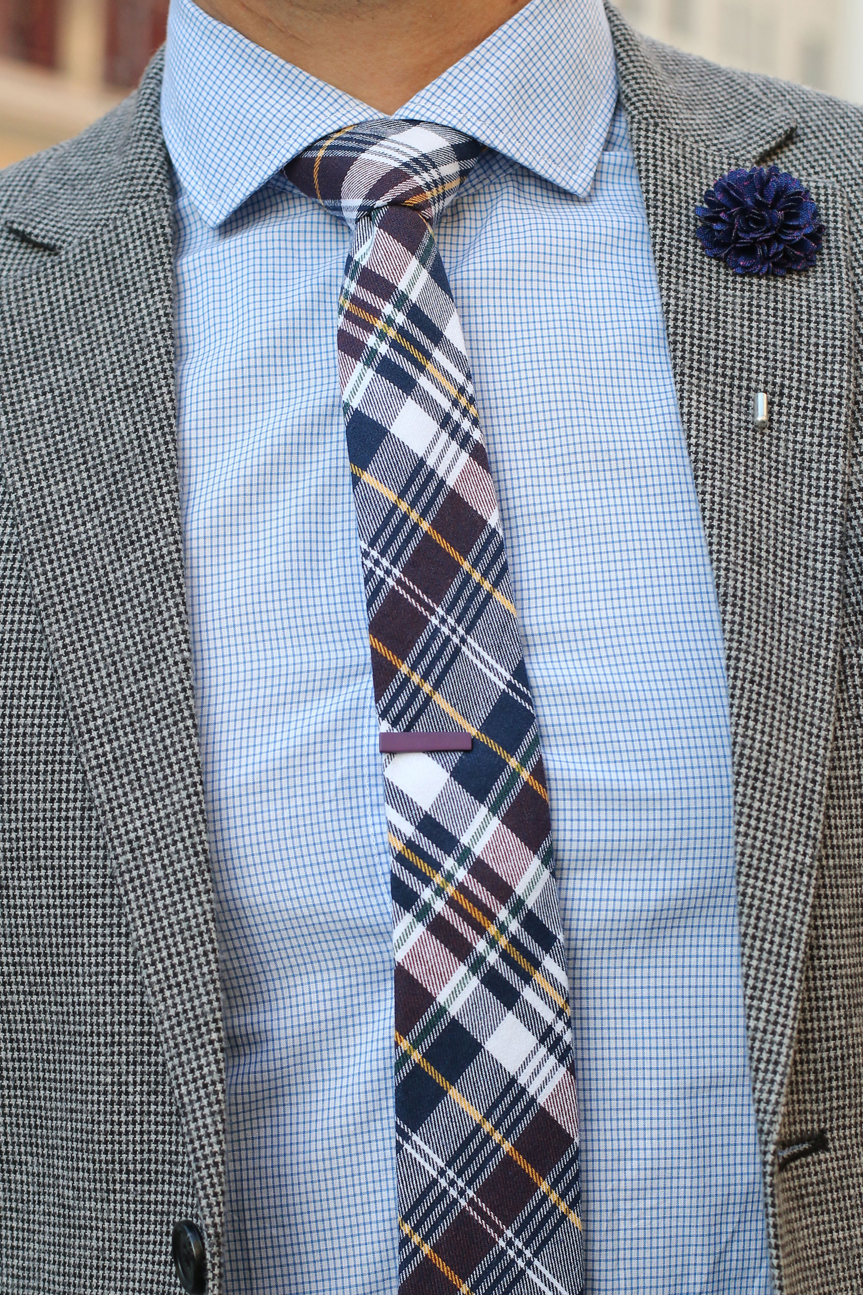 Broche pour homme à fleur bleu roi - 5