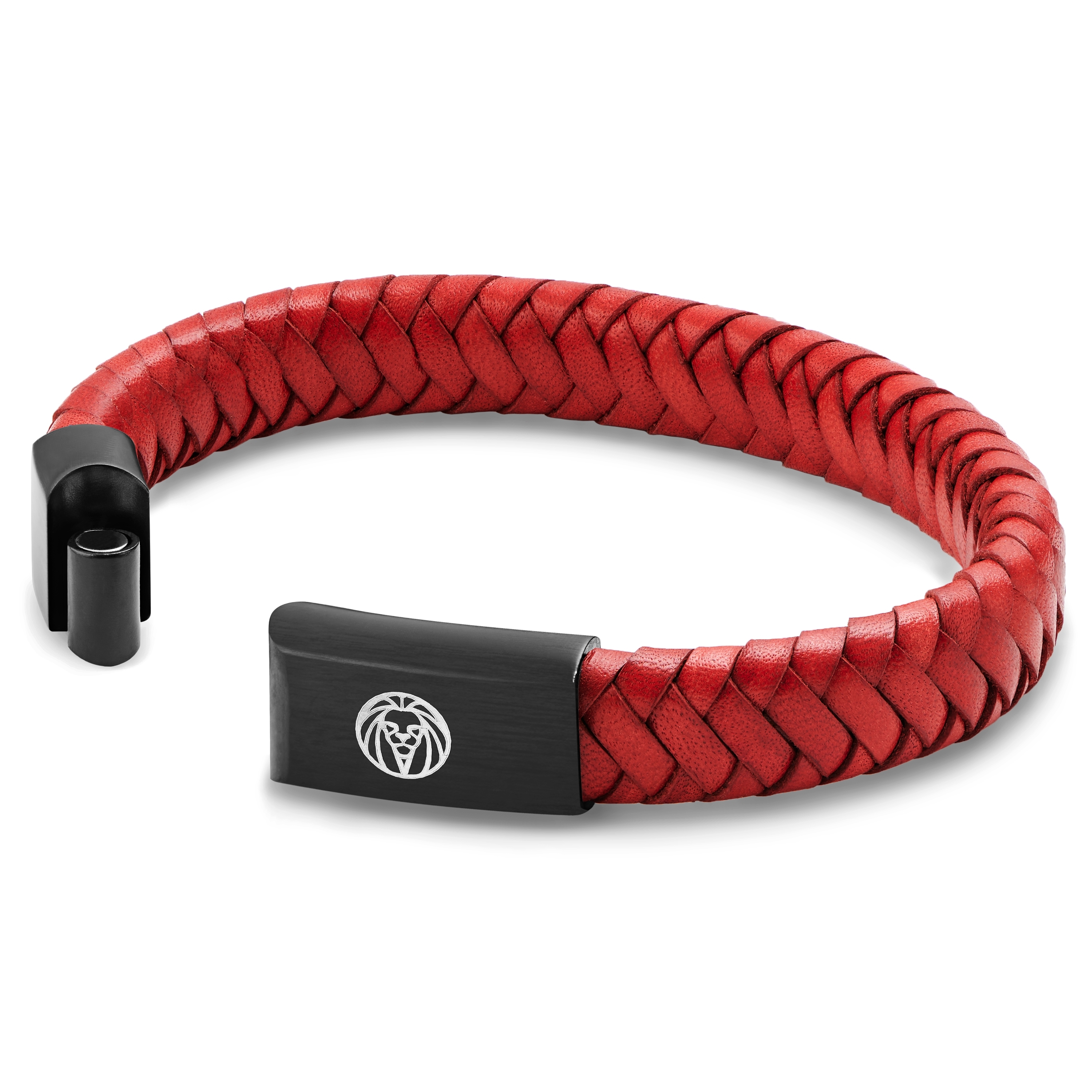Red Braided Leather Bracelet - 2