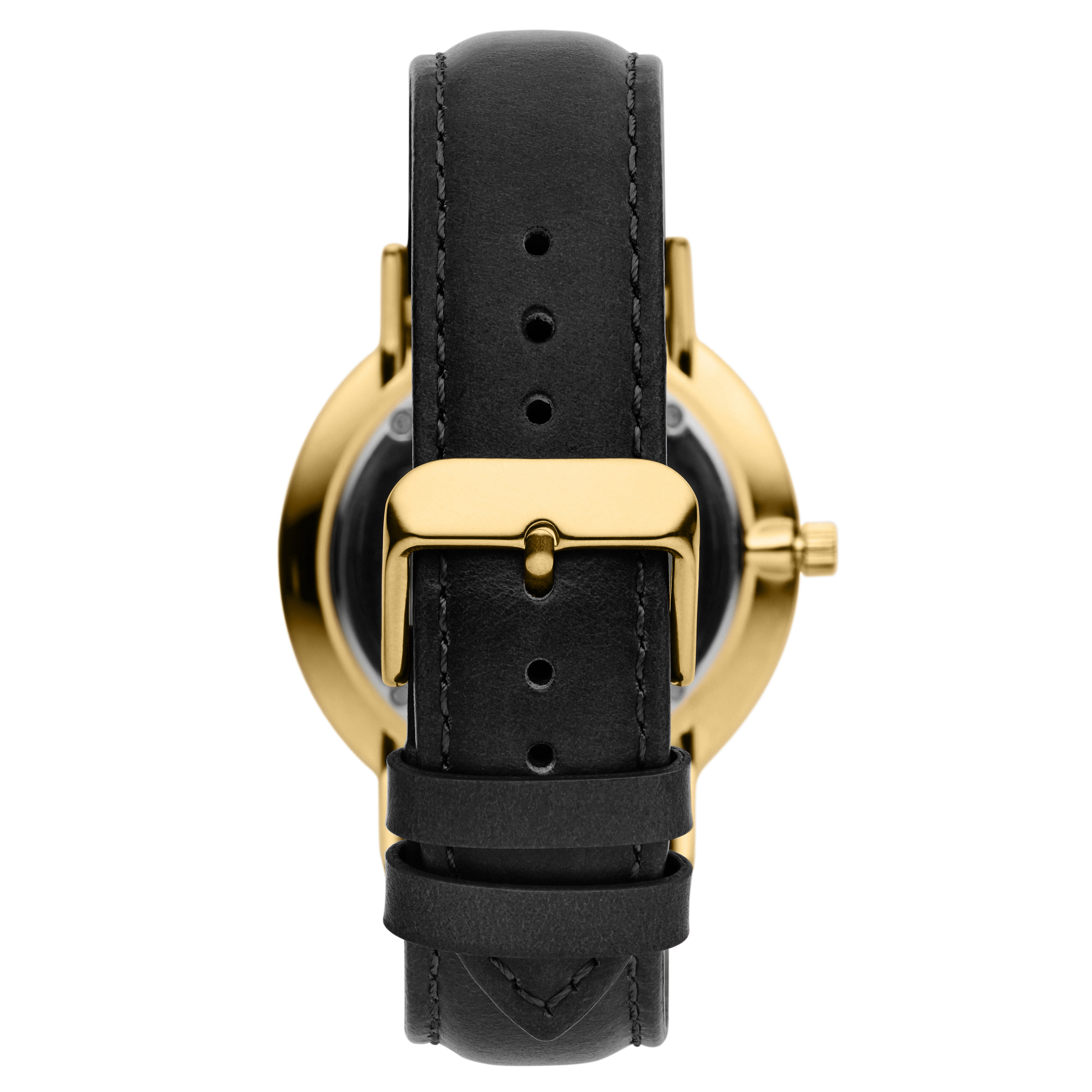 Moment | Kullansävyinen Minimalistinen Analogi Kvartsikello Samppanja Kellotaululla & Mustalla Nahkarannekkeella - 5