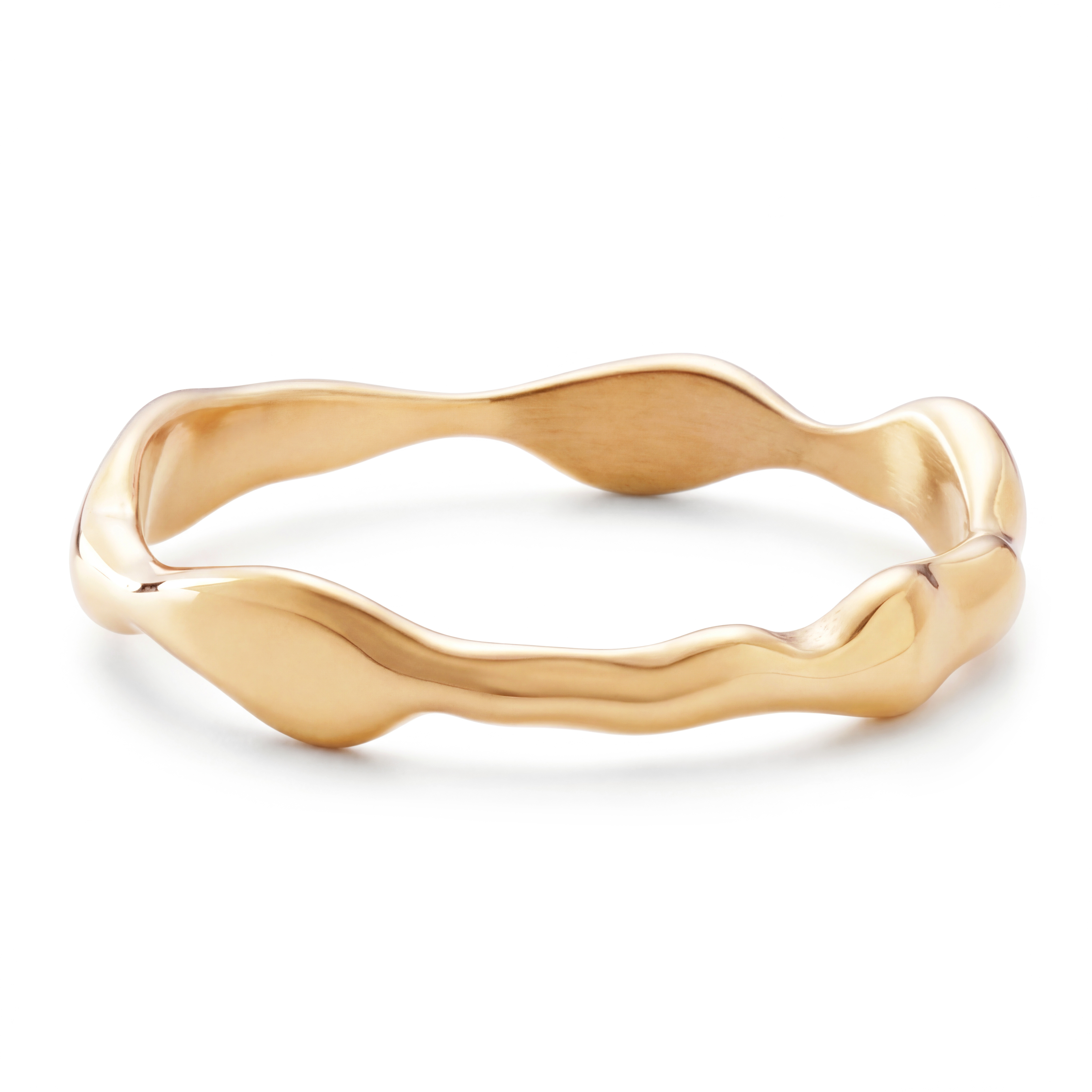 Magma | 4 mm goldfarbener Edelstahl Ring mit wellenförmigem Design - 2