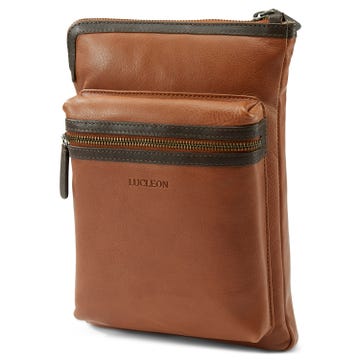 Lincoln | Tan & Dark Brown Leather Tablet Bag