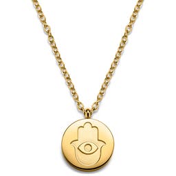 Unity | Gold-tone Hamsa Hand Circle Necklace
