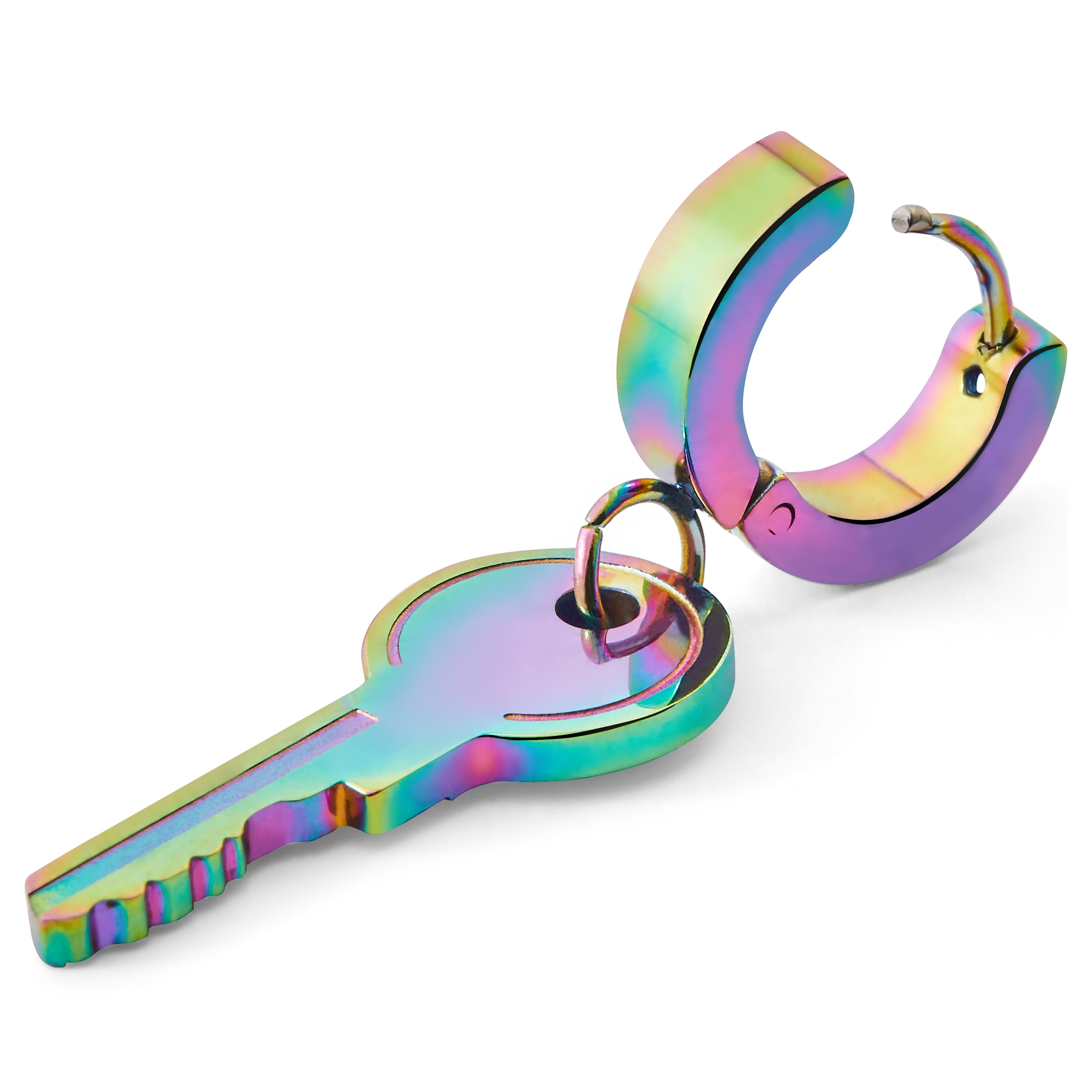 Floyd Rainbow Key Pendant Hoop Earring - 2