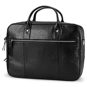 Fidei | Large Black Full Grain Goat Leather Laptop Bag Fidei | Large Black Full Grain Goat Leather Laptop Bag