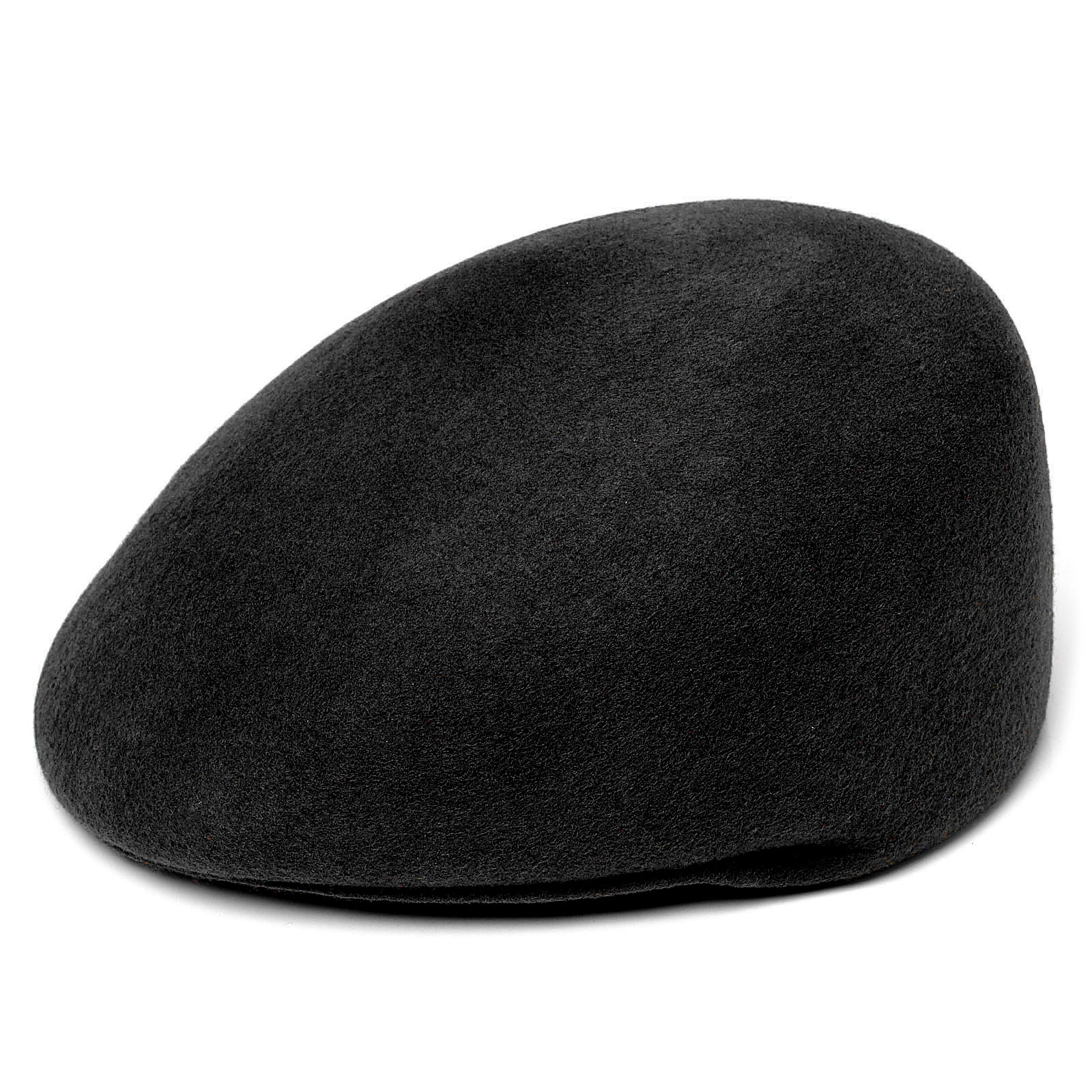 Black Wool Flat Cap - 2