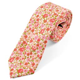Pink & Soft Red Flowers Cotton Tie