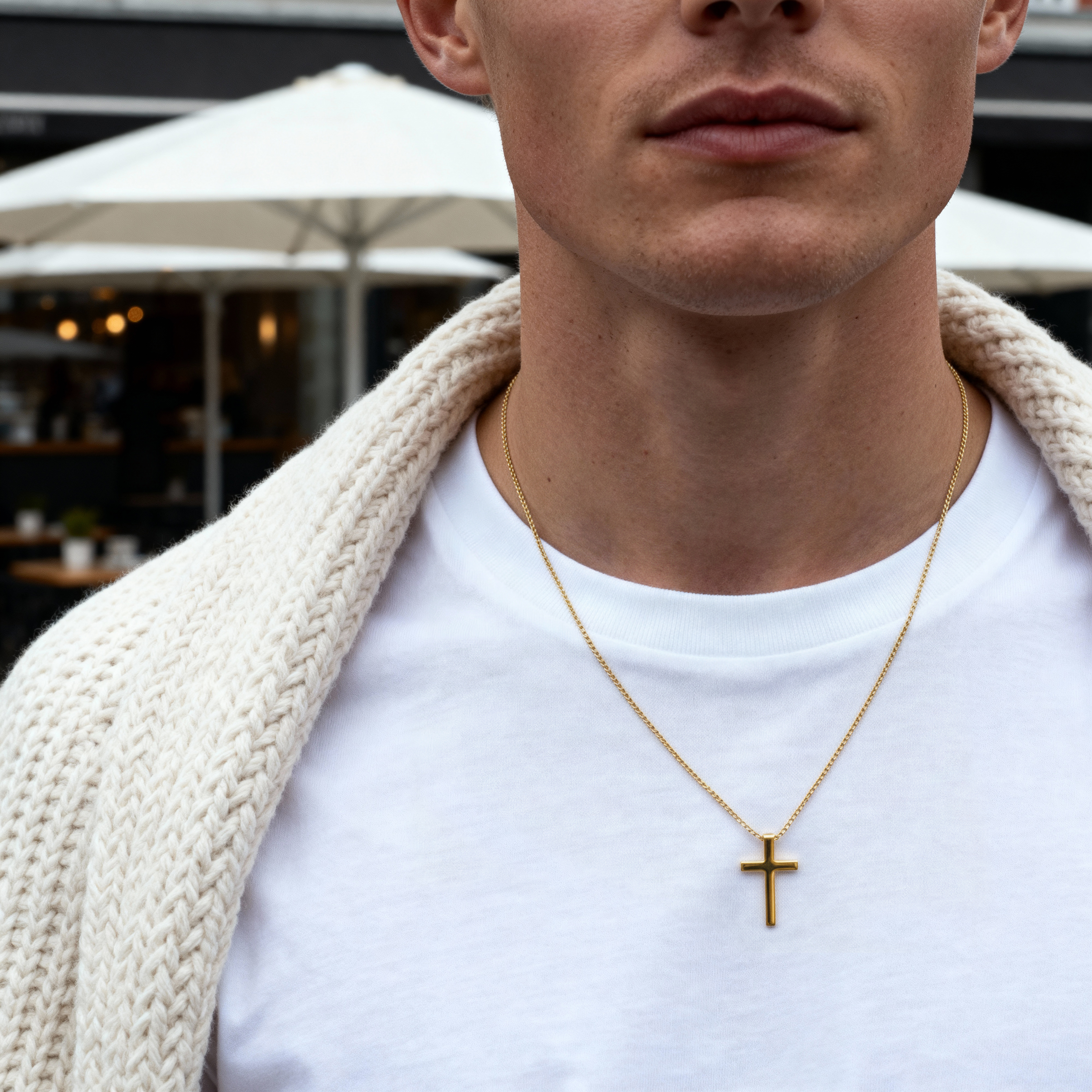 Argentia | Collier à croix en argent sterling 925 poli, plaqué or 14K - 2