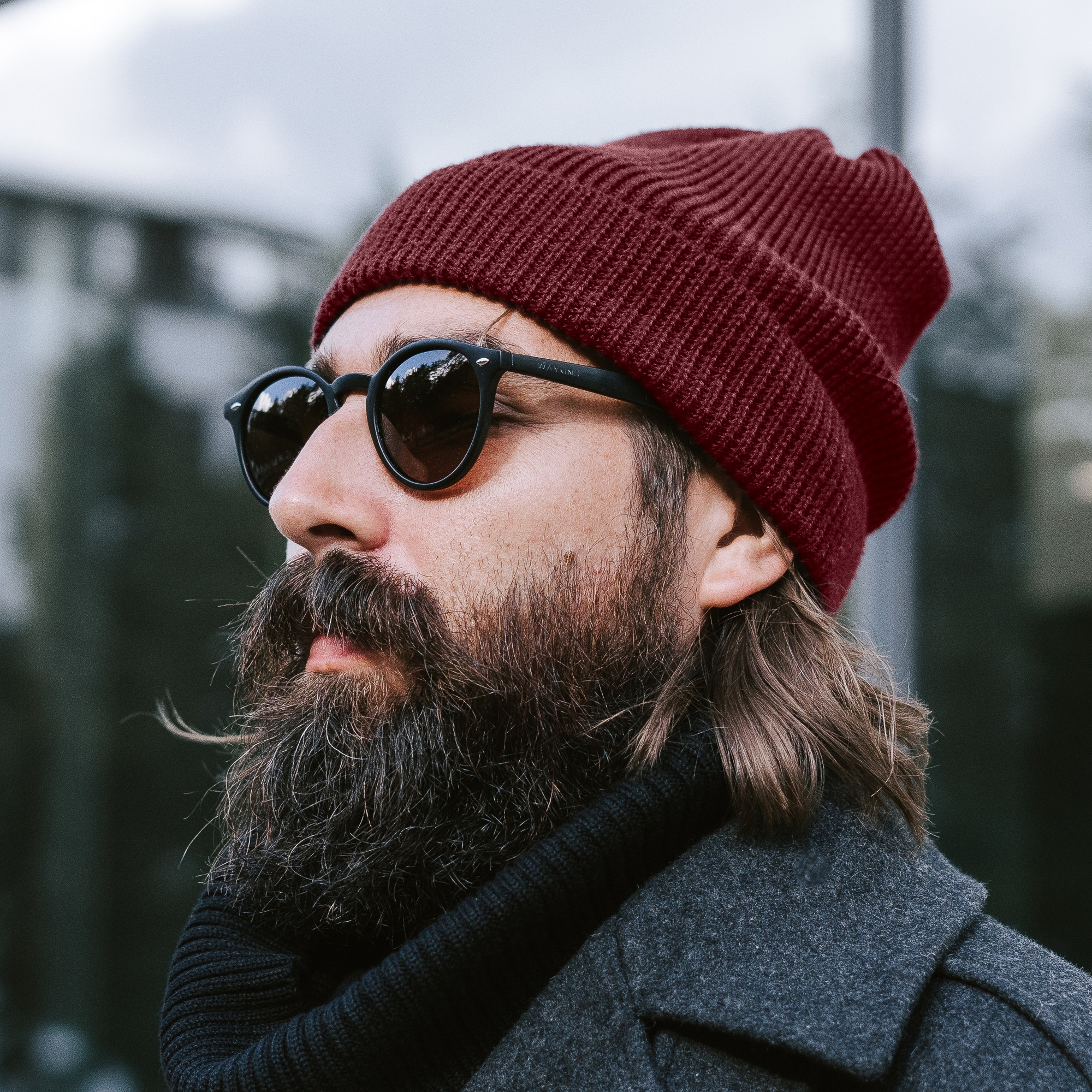 Wine Red Merino Wool Chunky Knitted Beanie - 4