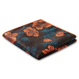 Dianthus | Флорална кърпичка за сако в оранжево-кафяво и тюркоазено